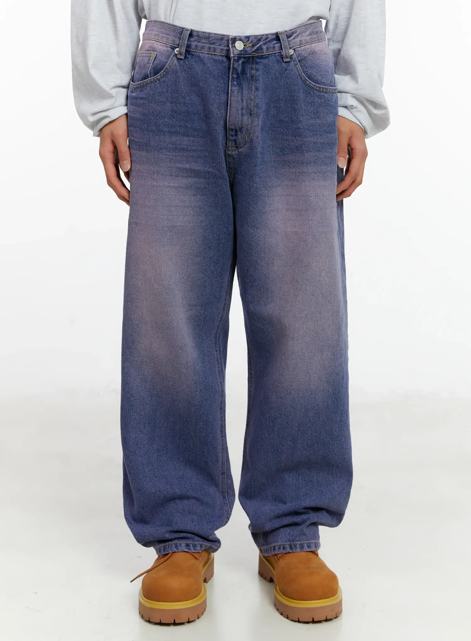 Men's Purple Washed Wide Jeans ID523