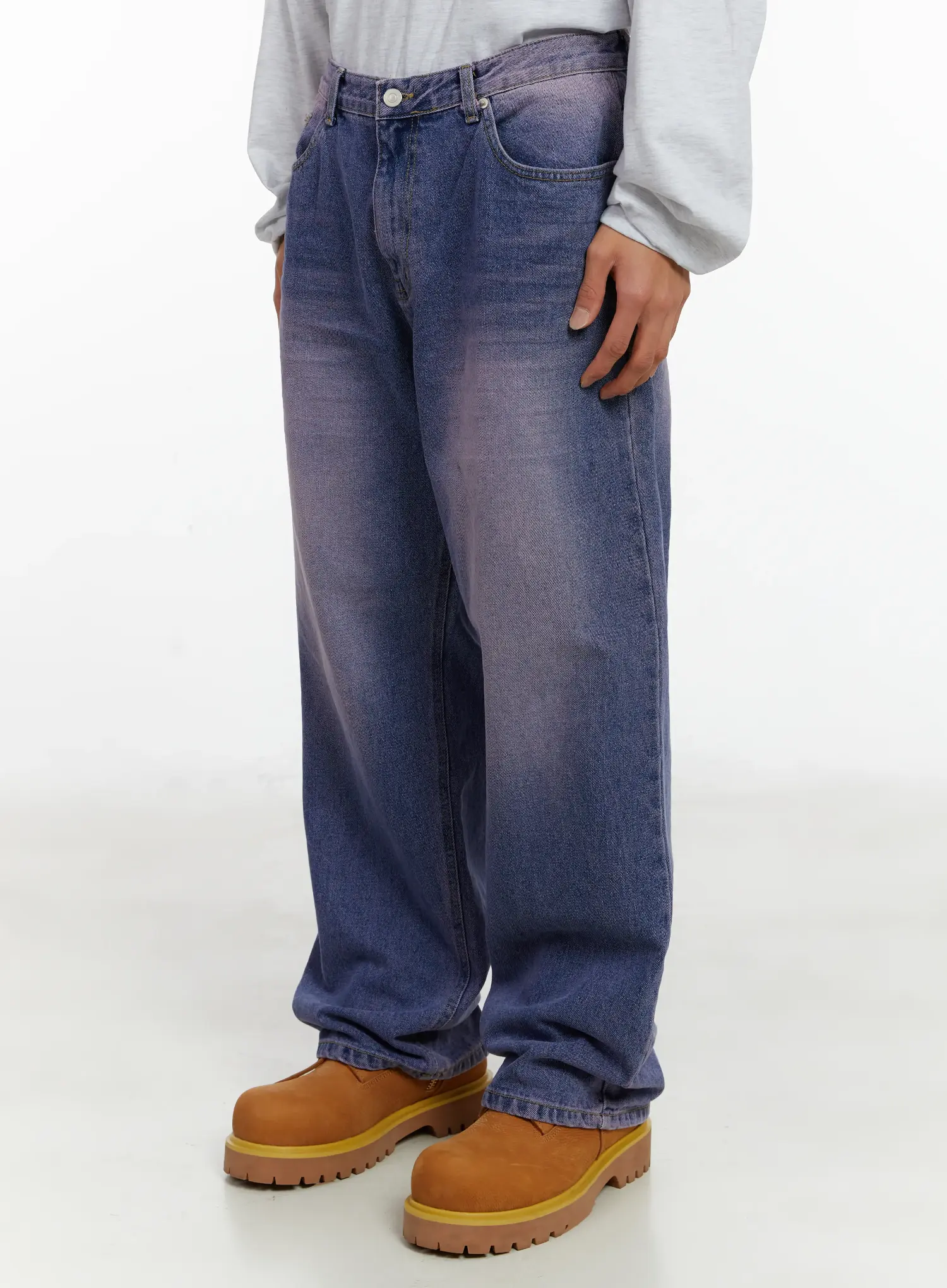 Men's Purple Washed Wide Jeans ID523 - Image 4