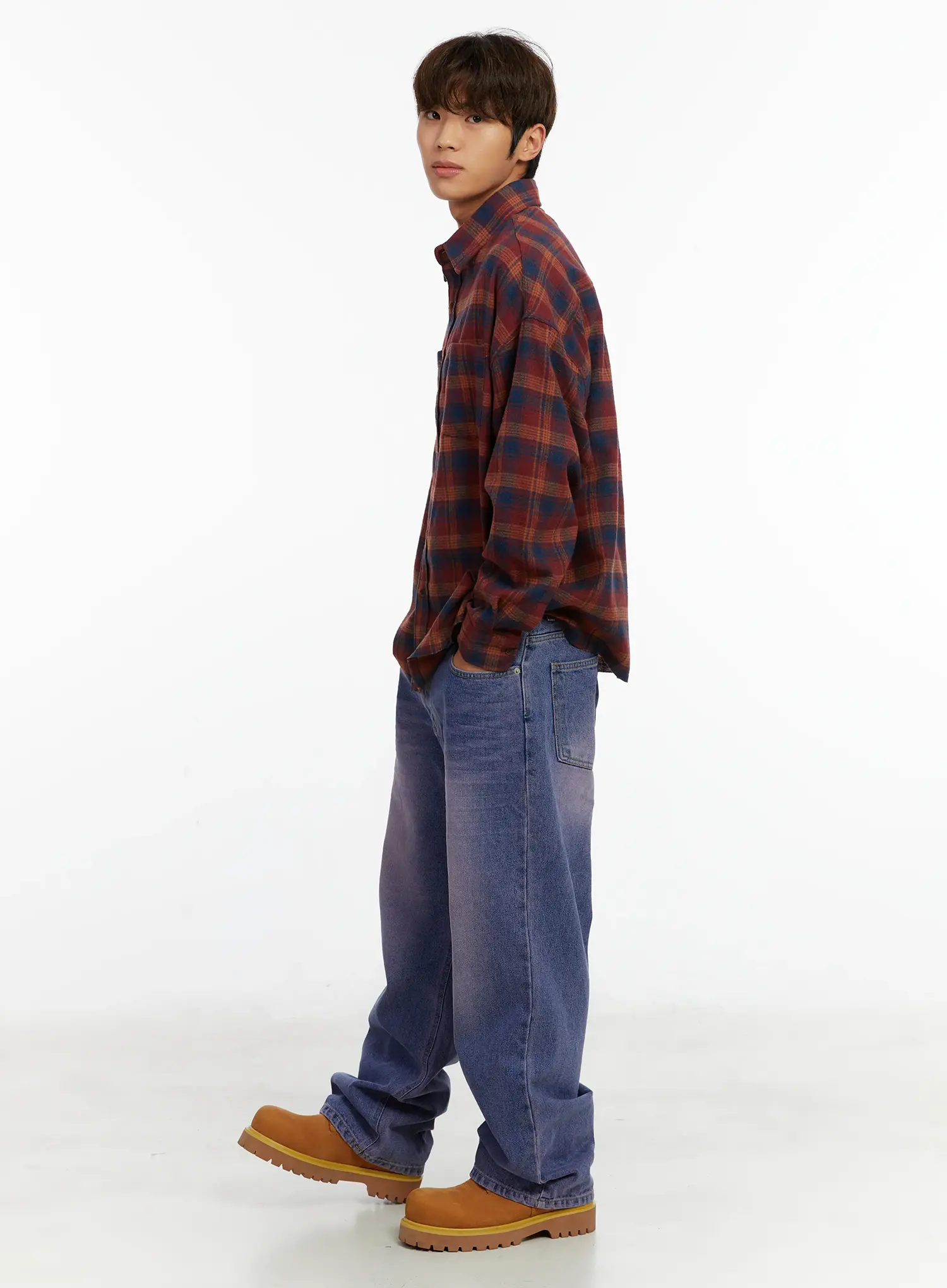 Men's Purple Washed Wide Jeans ID523 - Image 9