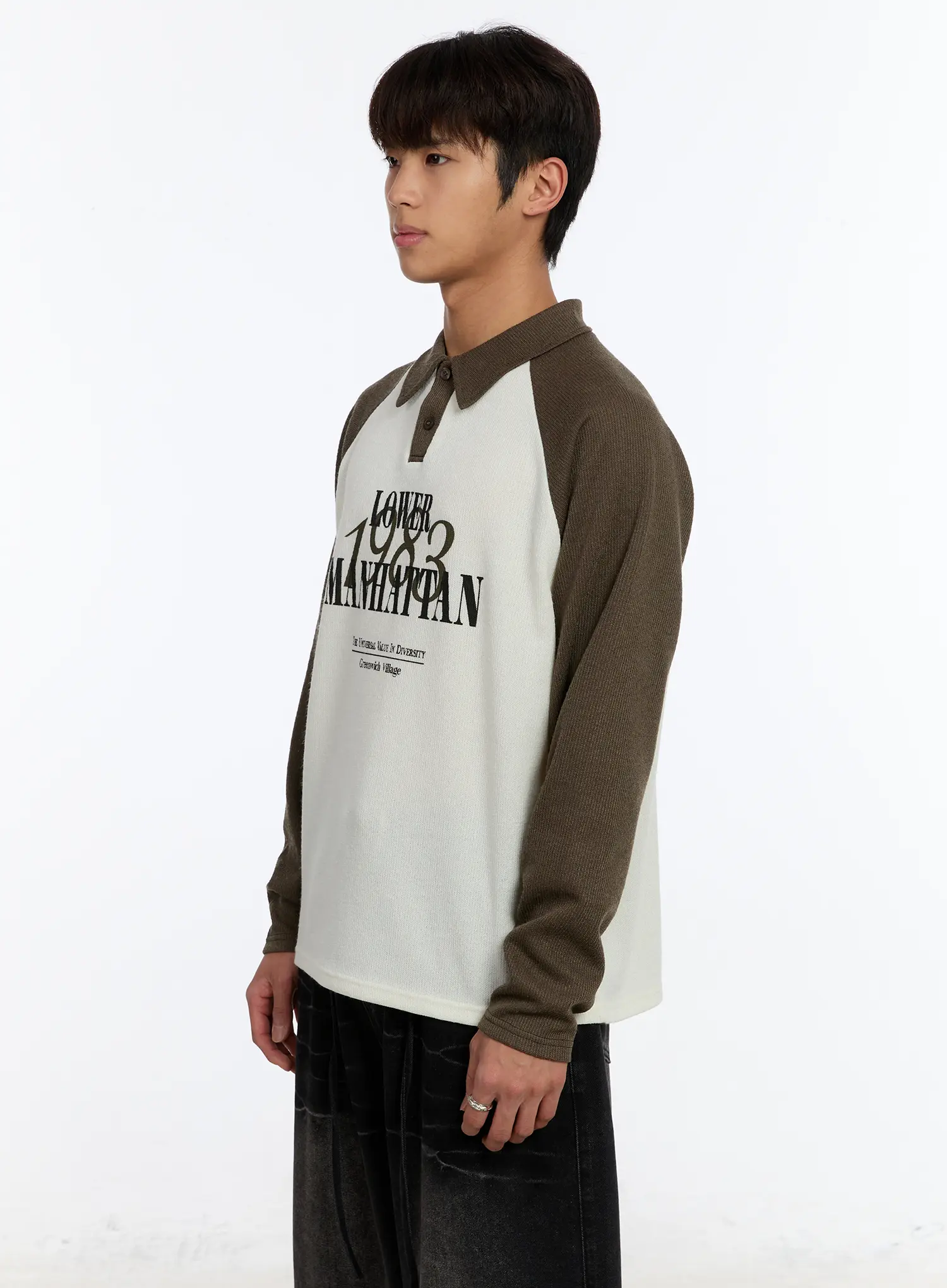 Men's Raglan Collar Graphic Long Sleeve Tee IM530 - Image 4
