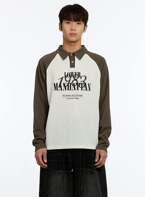 Men's Raglan Collar Graphic Long Sleeve Tee IM530 - Image 7