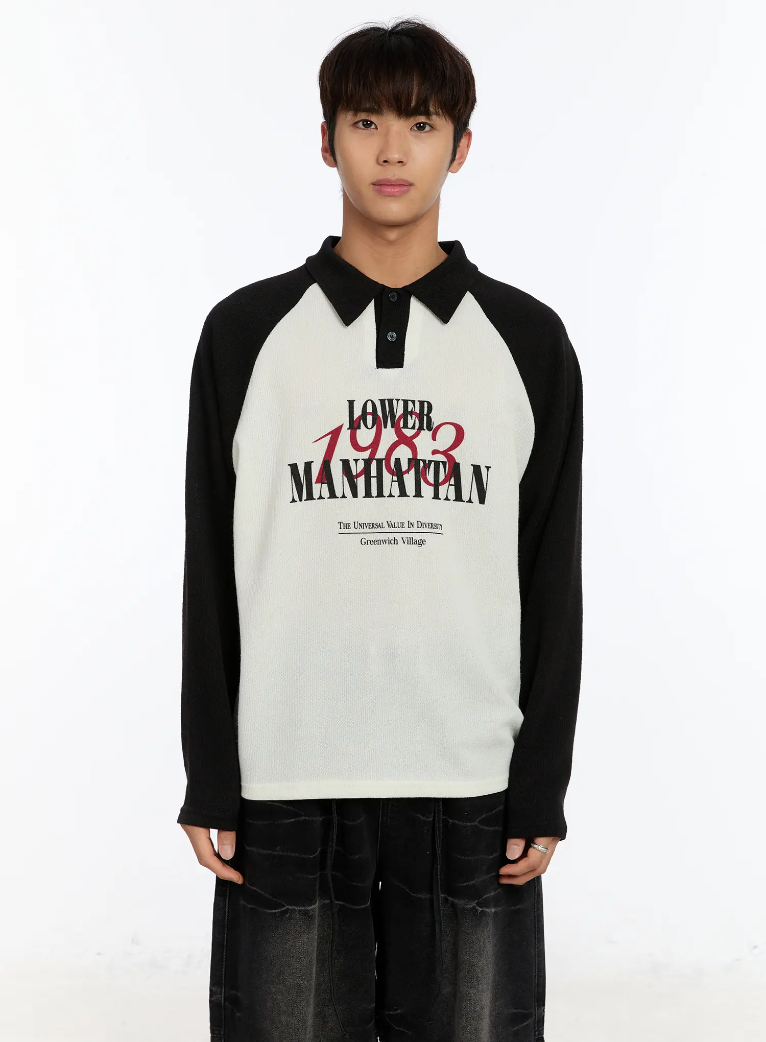 Men's Raglan Collar Graphic Long Sleeve Tee IM530 - Image 9
