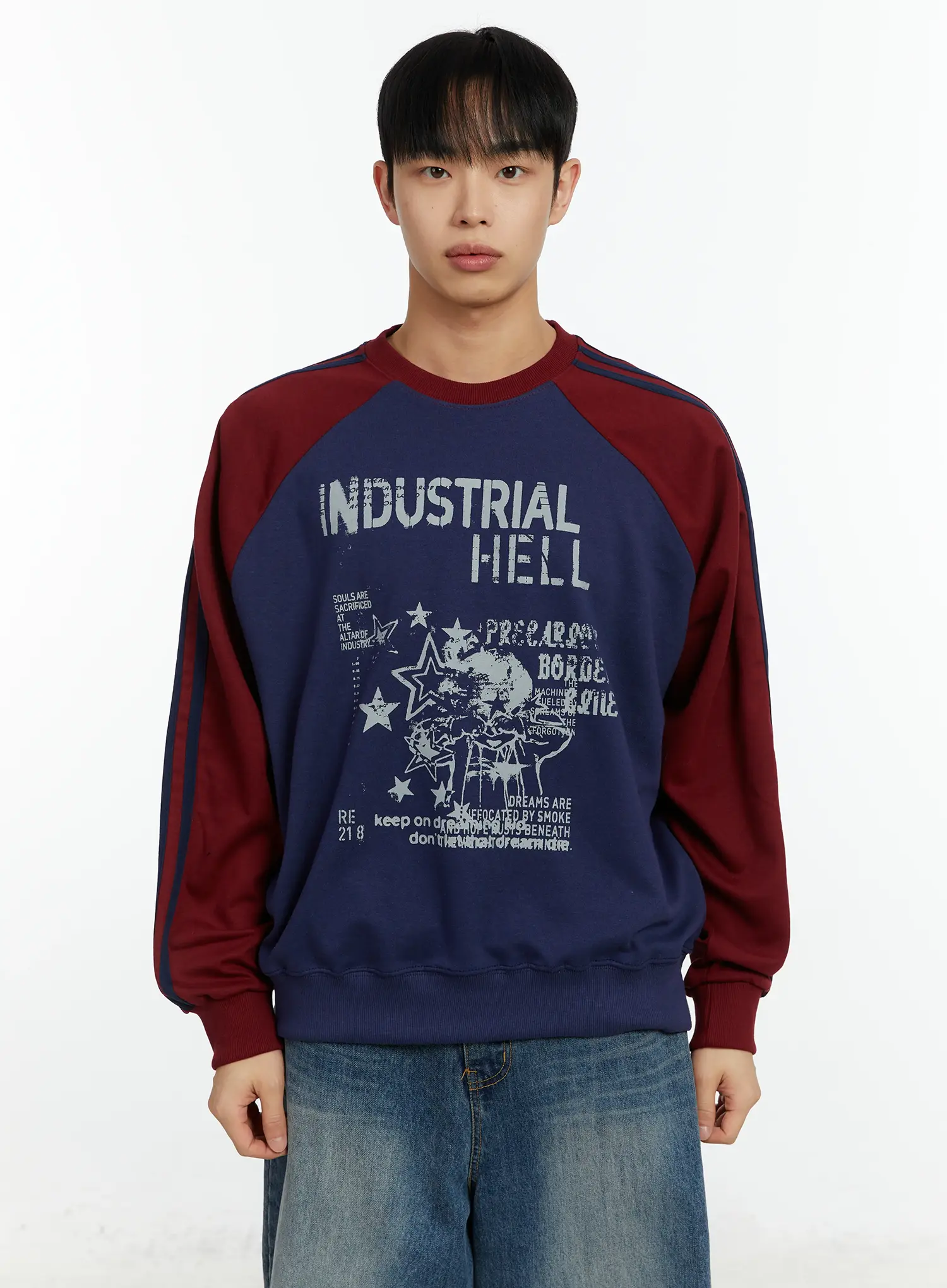 Men's Raglan Track Style Crewneck Sweatshirt IF511 - Image 11