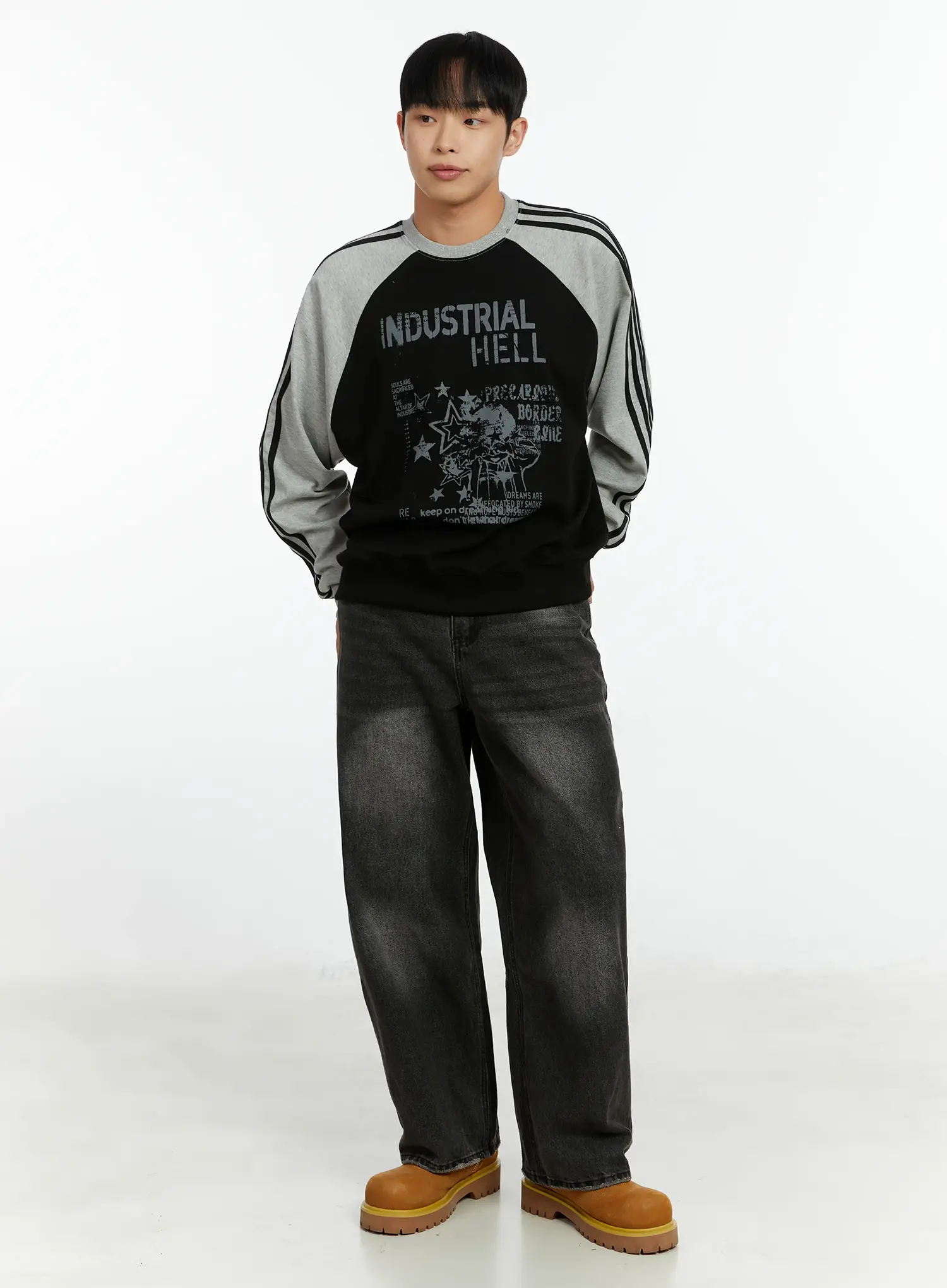 Men's Raglan Track Style Crewneck Sweatshirt IF511 - Image 2