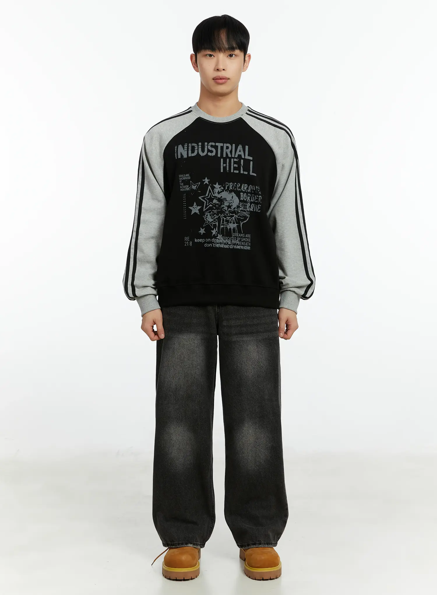 Men's Raglan Track Style Crewneck Sweatshirt IF511 - Image 3