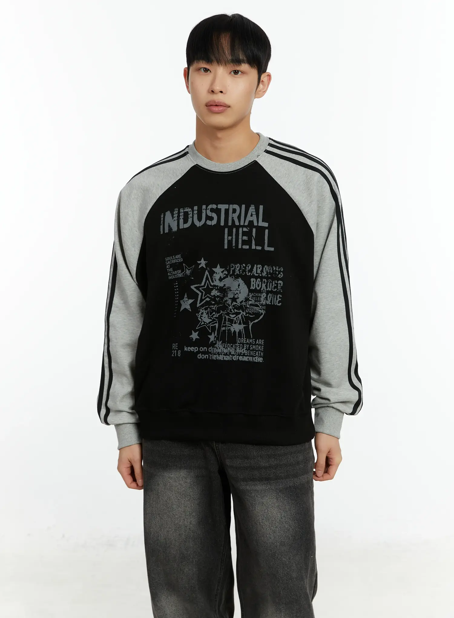 Men's Raglan Track Style Crewneck Sweatshirt IF511 - Image 6