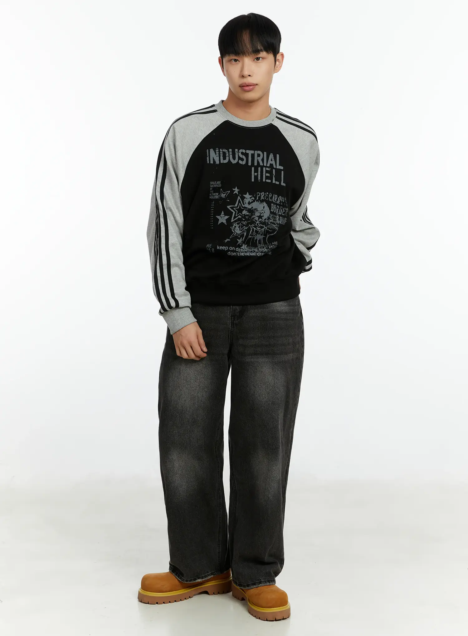 Men's Raglan Track Style Crewneck Sweatshirt IF511 - Image 7
