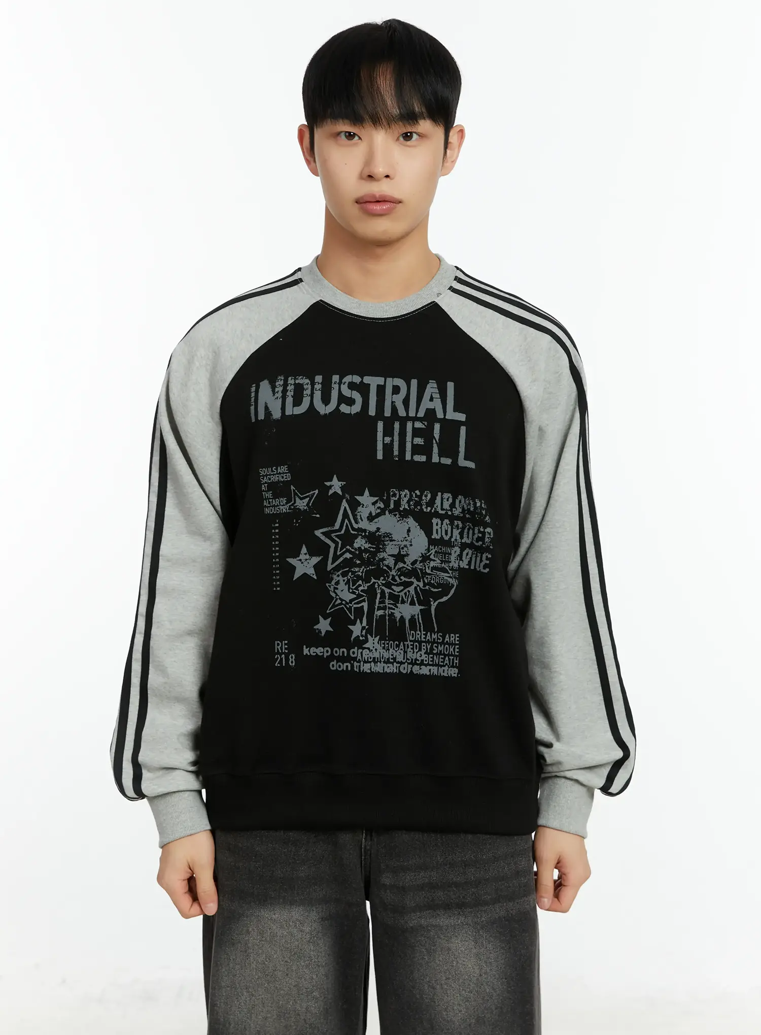 Men's Raglan Track Style Crewneck Sweatshirt IF511 - Image 9