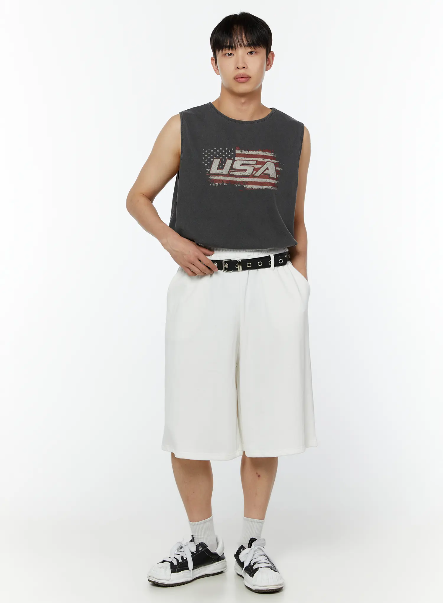 Men's Relaxed Fit Belted Shorts IU515 - Image 3