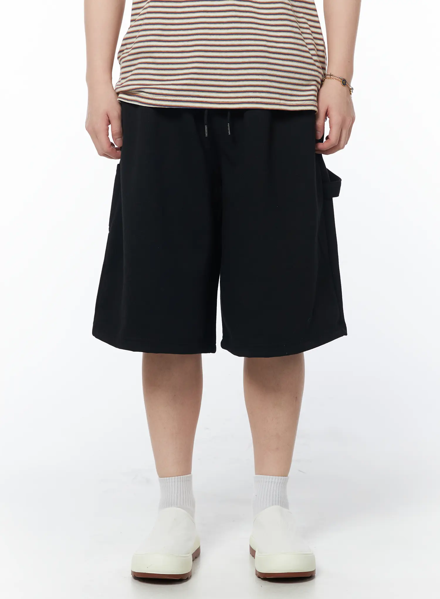 Men's Relaxed-Fit Bermuda Shorts (Black) IY522 - Image 3