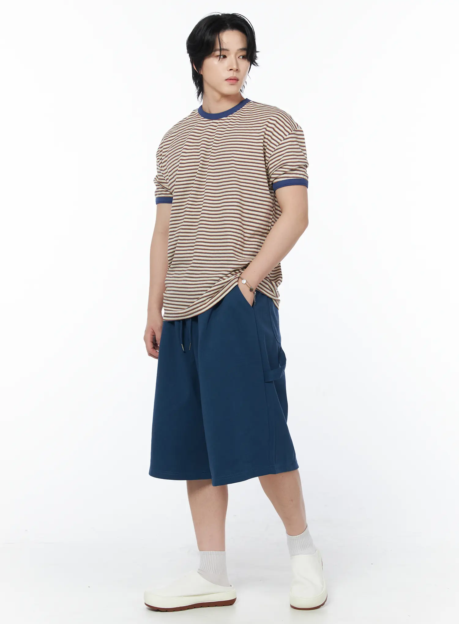 Men's Relaxed-Fit Bermuda Shorts (Blue) IY522 - Image 3