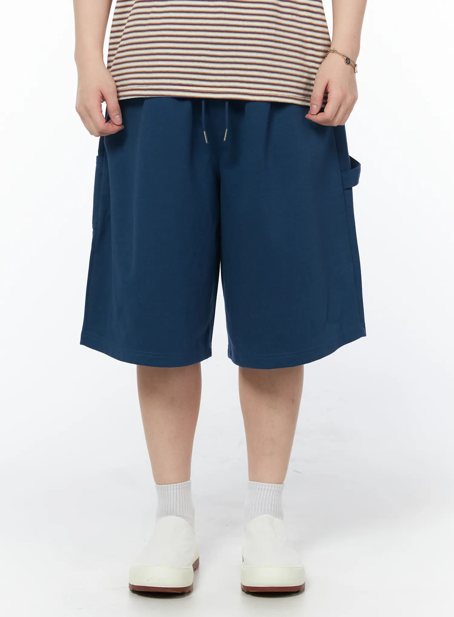 Men's Relaxed-Fit Bermuda Shorts (Blue) IY522 - Image 4
