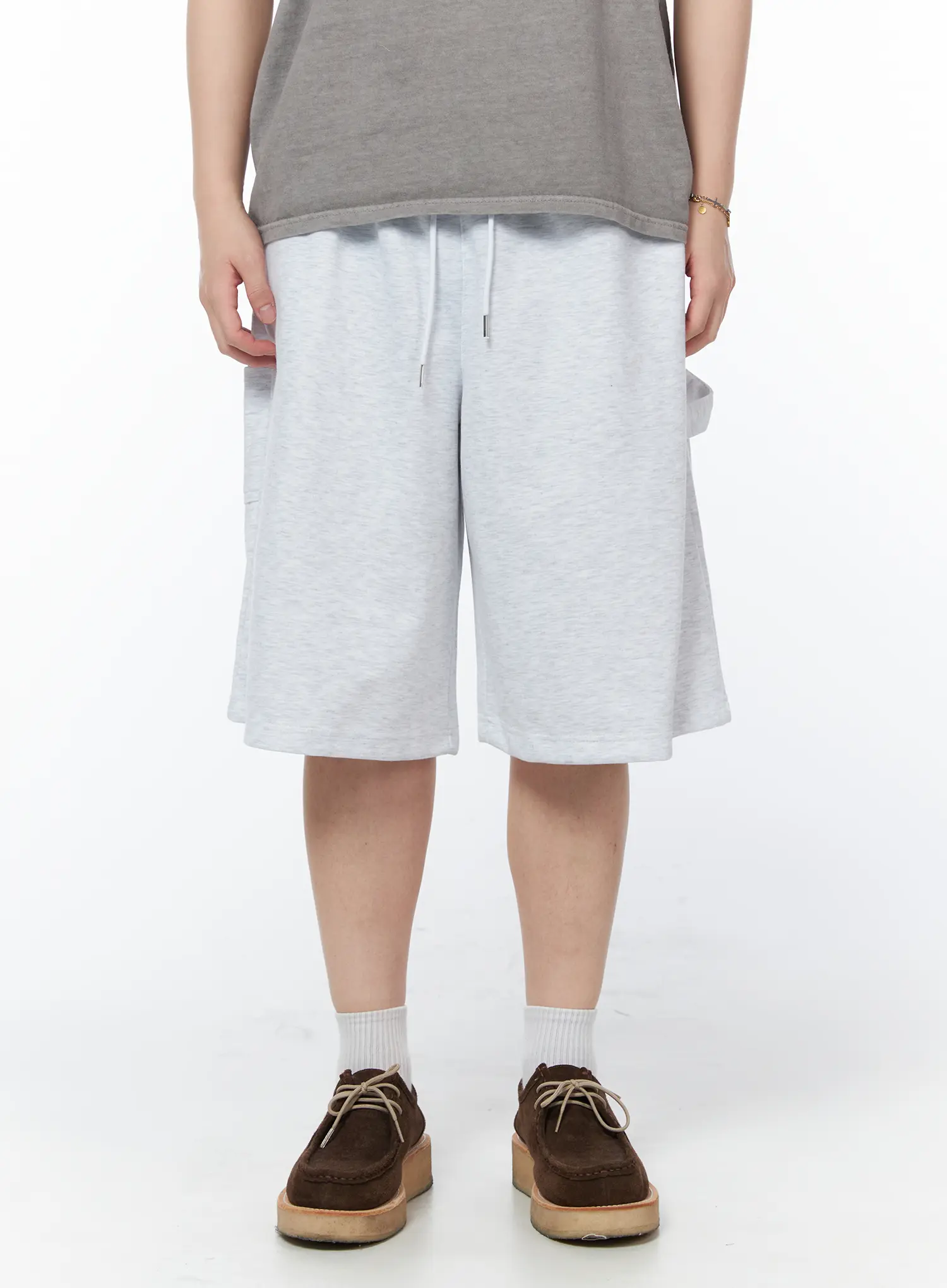 Men's Relaxed-Fit Bermuda Shorts (Light Gray) IY522 - Image 3