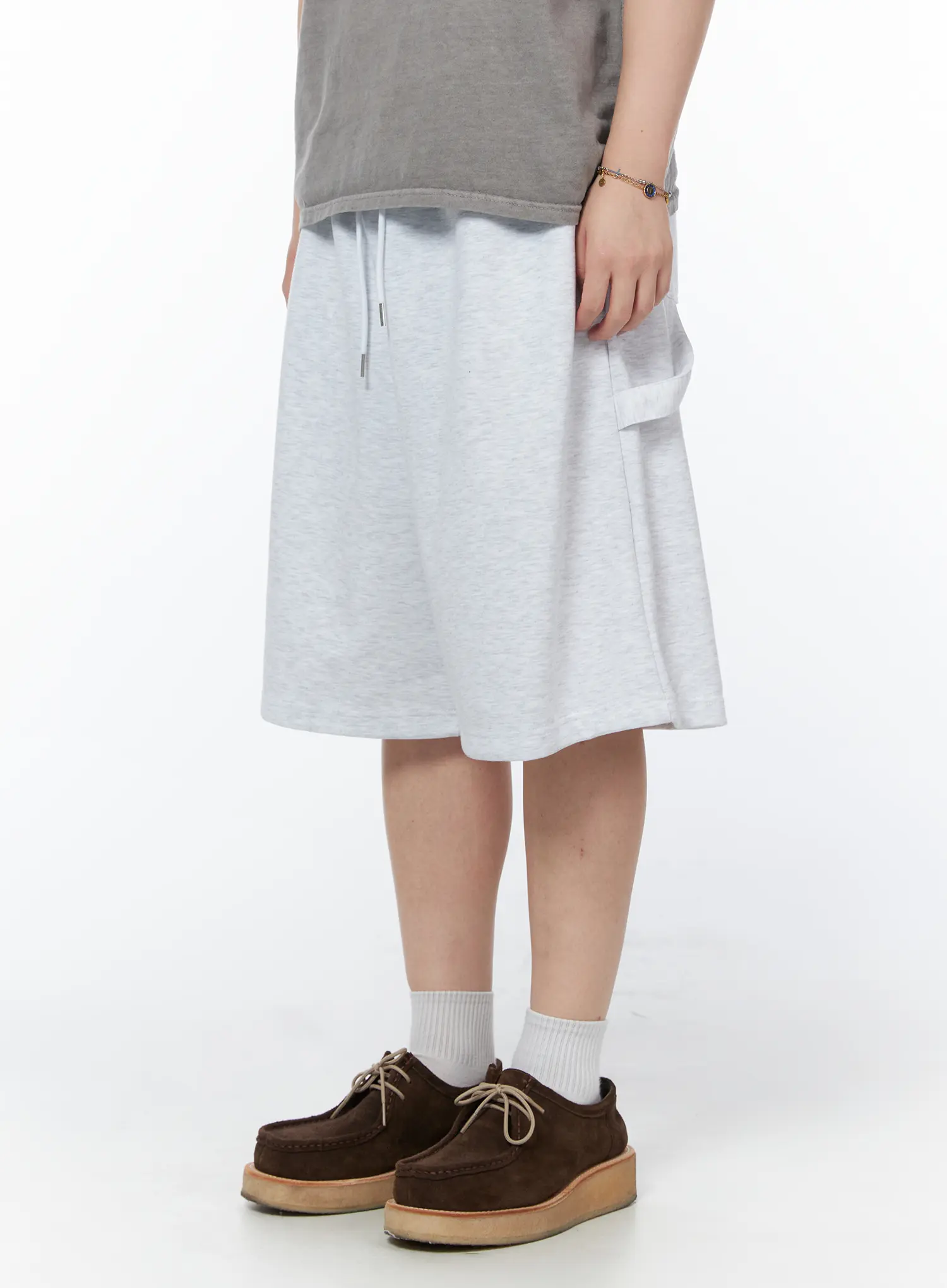 Men's Relaxed-Fit Bermuda Shorts (Light Gray) IY522 - Image 4