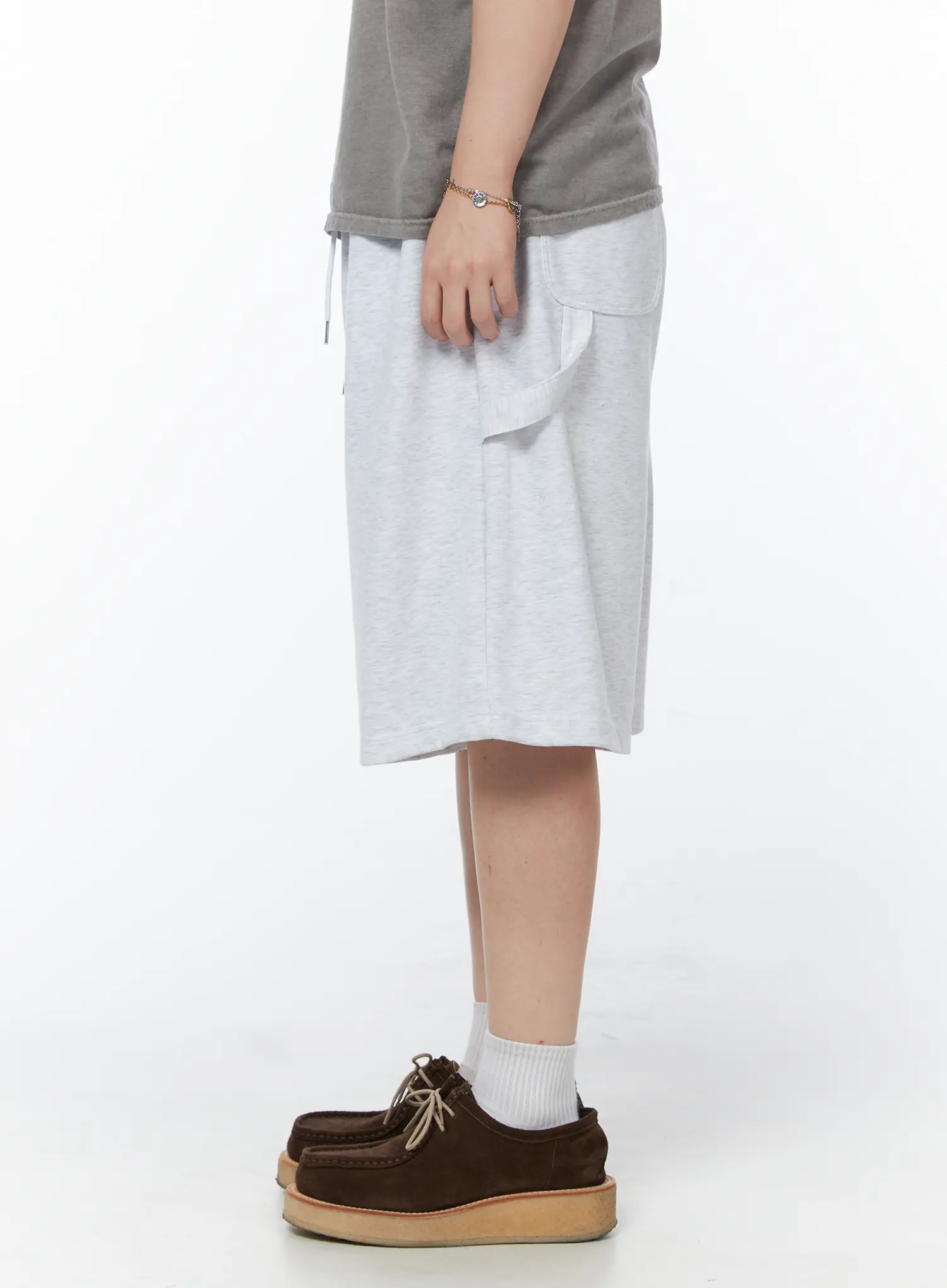 Men's Relaxed-Fit Bermuda Shorts (Light Gray) IY522 - Image 5
