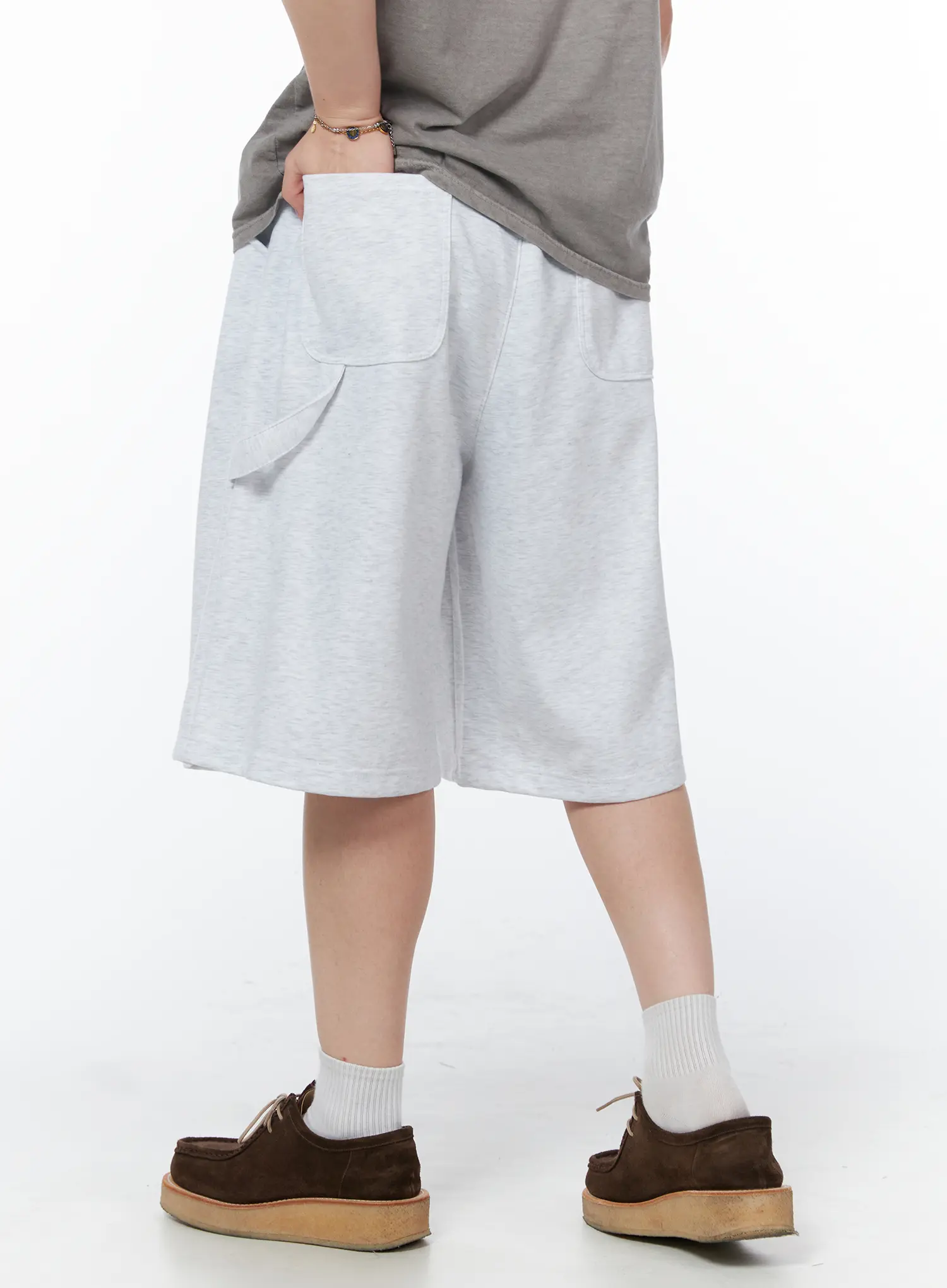 Men's Relaxed-Fit Bermuda Shorts (Light Gray) IY522 - Image 6