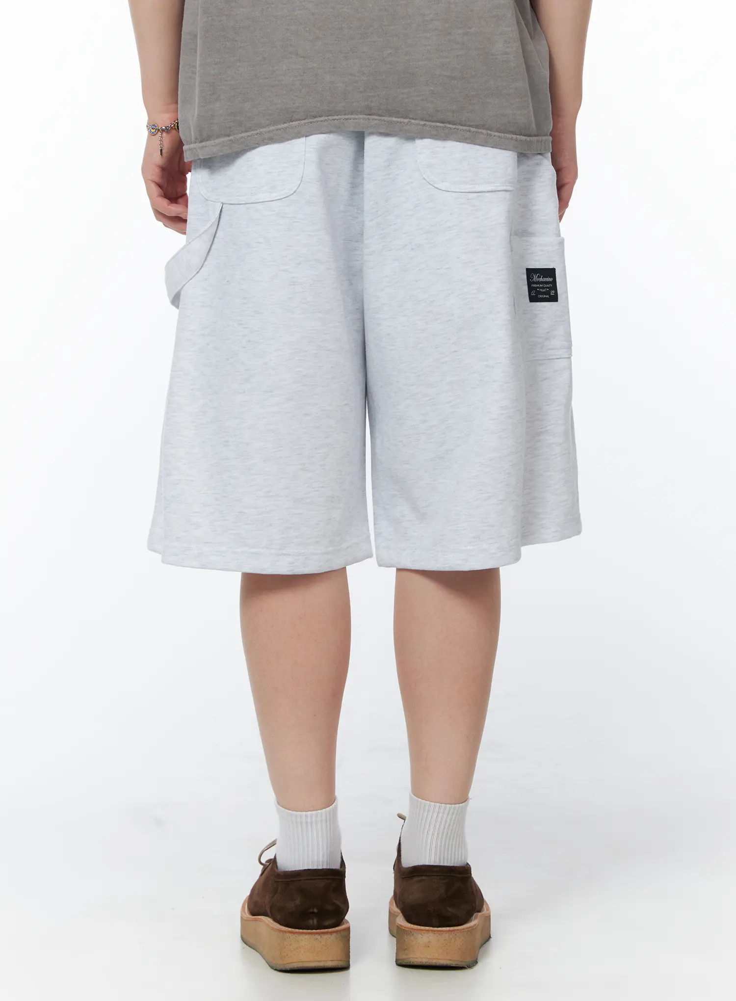 Men's Relaxed-Fit Bermuda Shorts (Light Gray) IY522 - Image 7