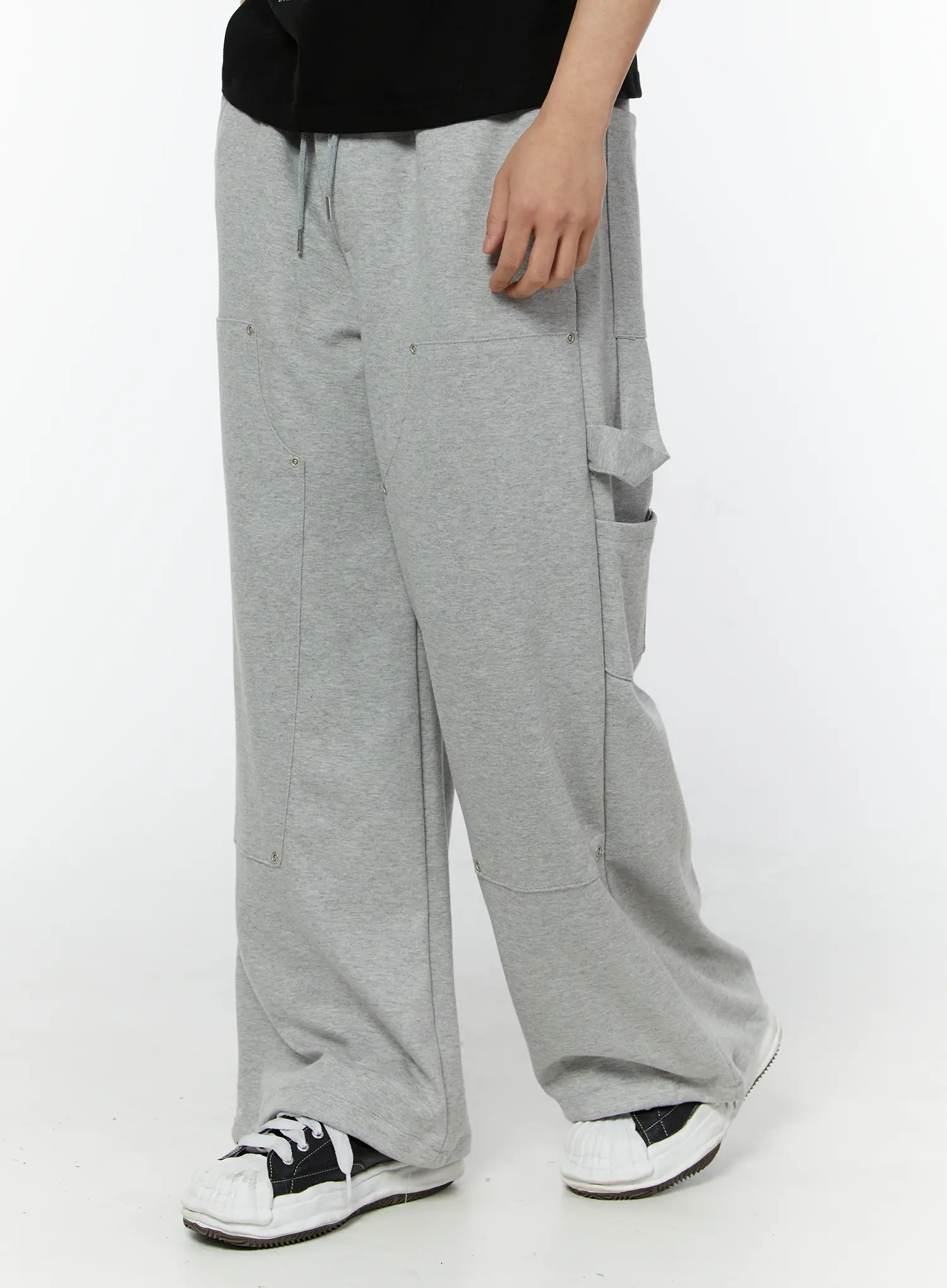 Men's Relaxed Fit Cargo Sweatpants (Gray) IU508