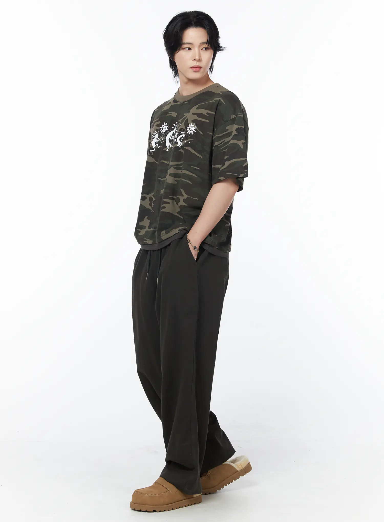 Men's Relaxed-Fit Track Pants (Dark Green) IY522 - Image 6