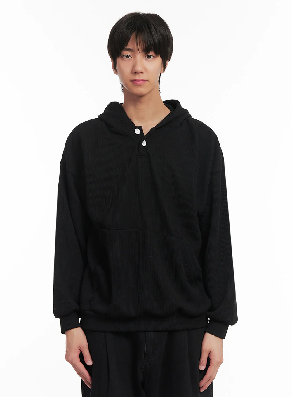 Men's Ribbed Buttoned Hoodie IA511 - Image 12