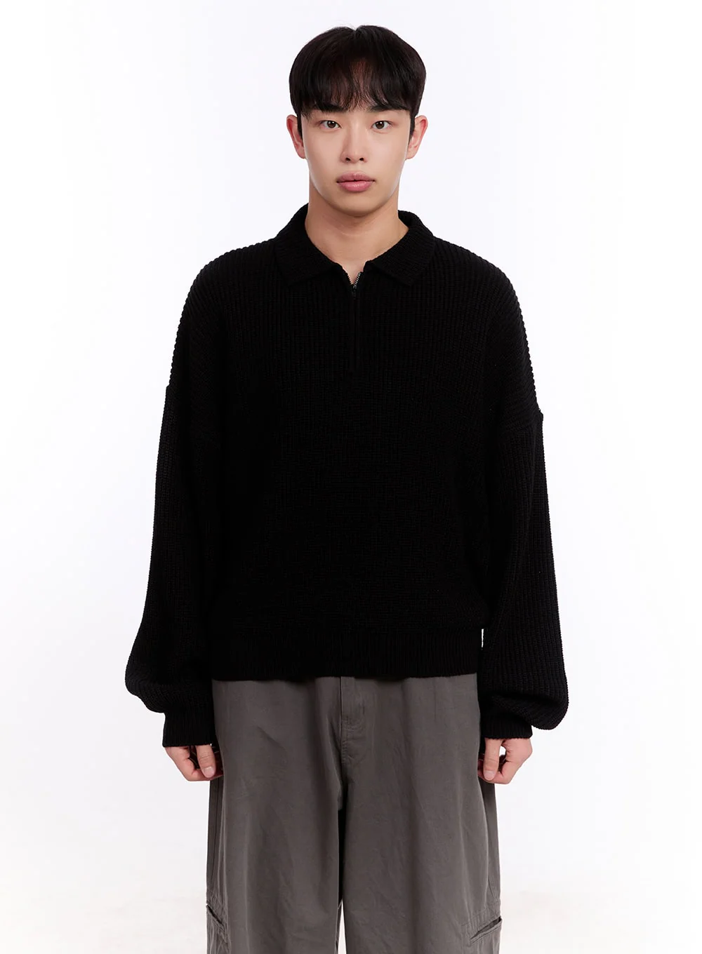 Men's Ribbed Half-Zip Sweater IM512 - Image 17