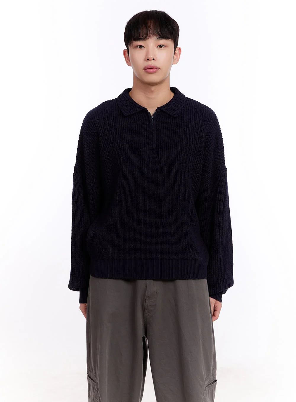 Men's Ribbed Half-Zip Sweater IM512 - Image 19