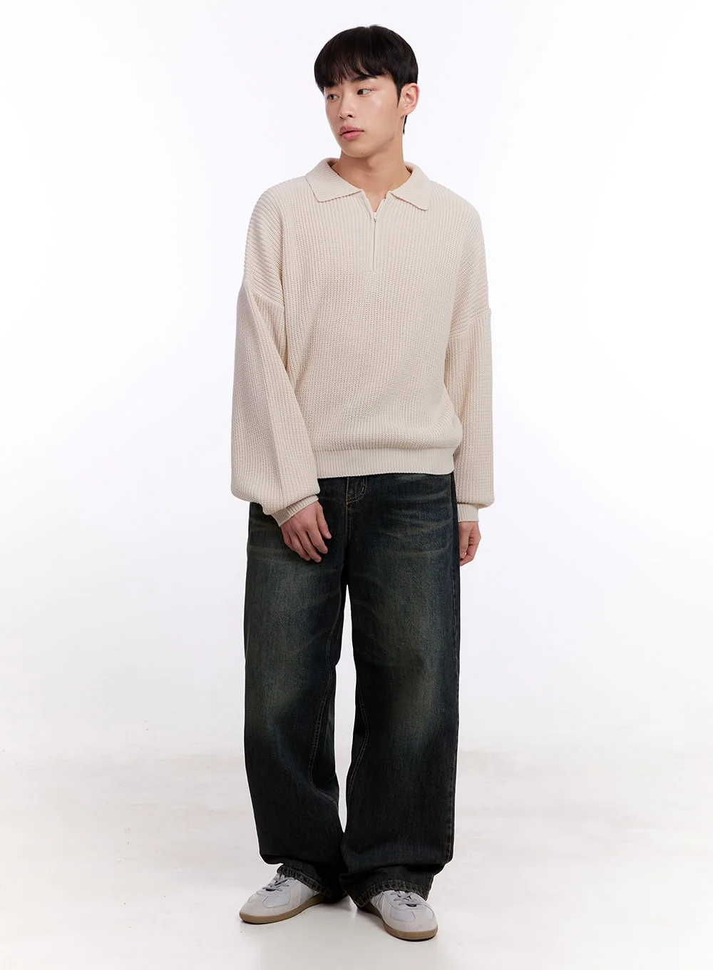 Men's Ribbed Half-Zip Sweater IM512 - Image 9