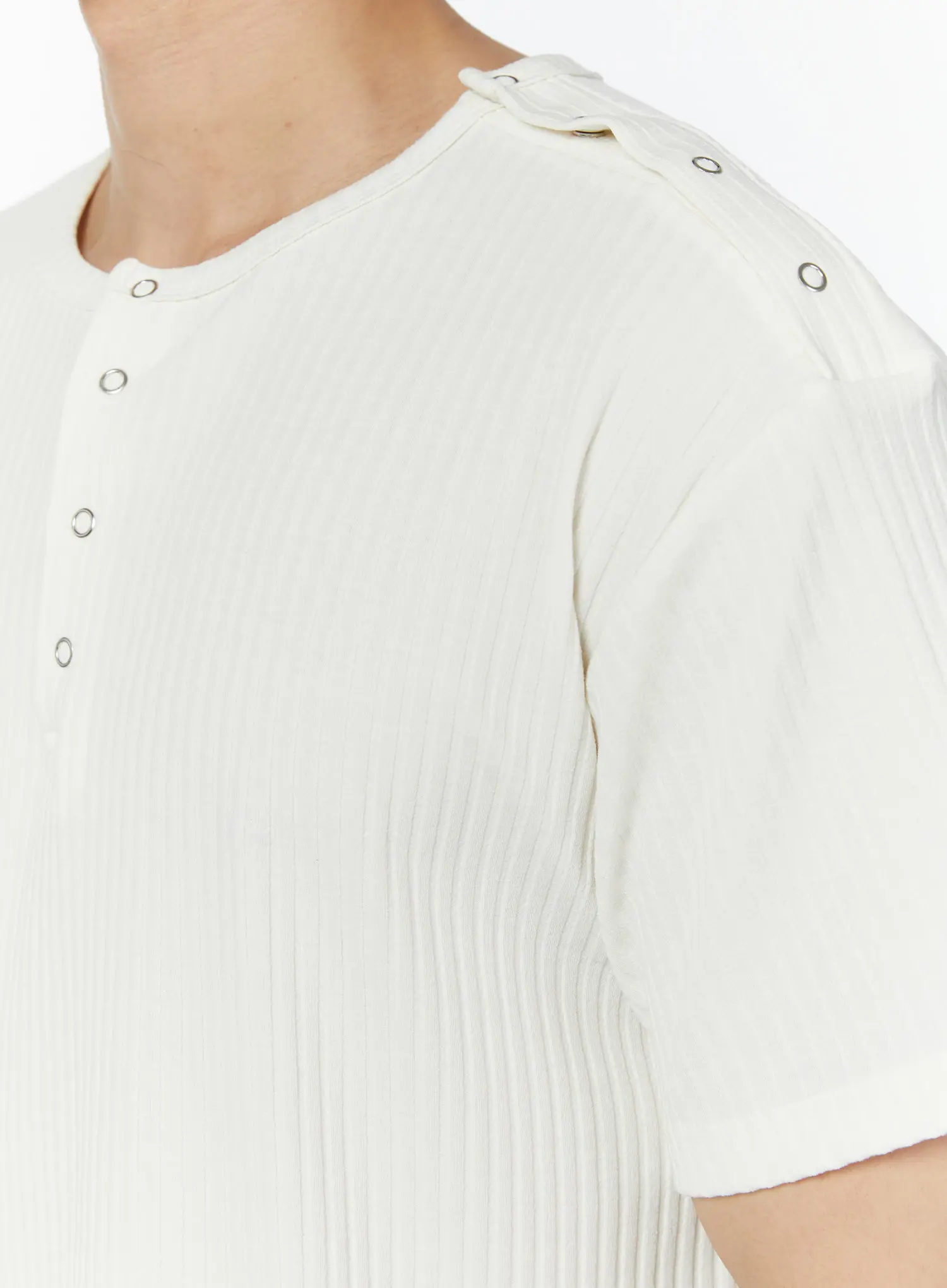 Men's Ribbed Snap Shoulder Henley T-Shirt IU508 - Image 11