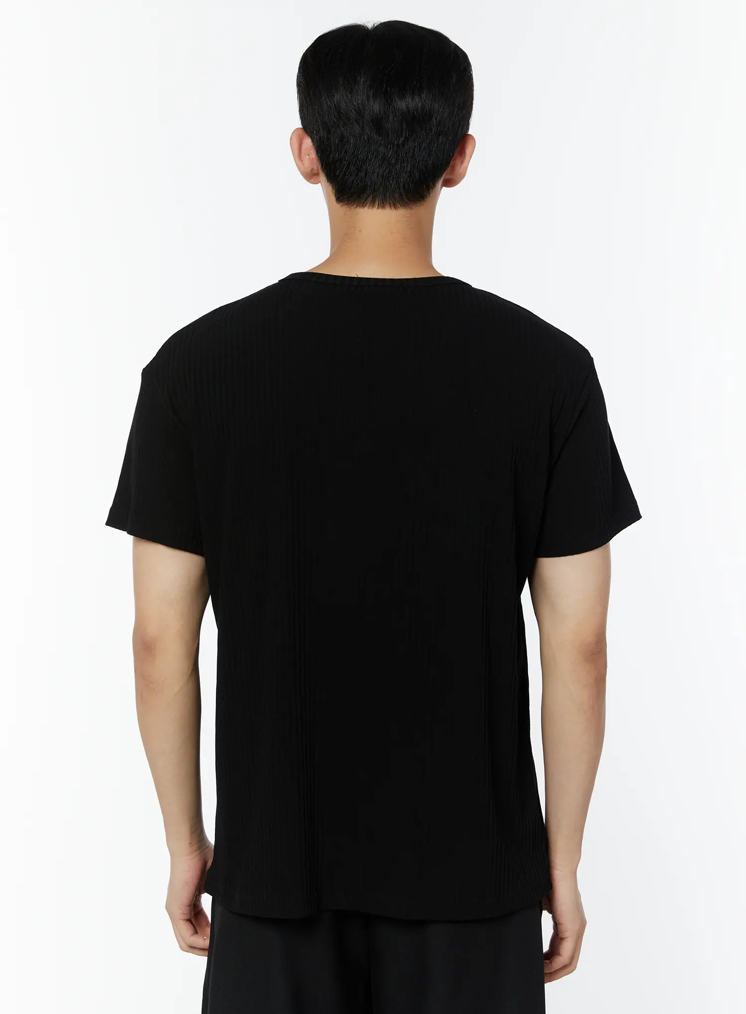 Men's Ribbed Snap Shoulder Henley T-Shirt IU508 - Image 5