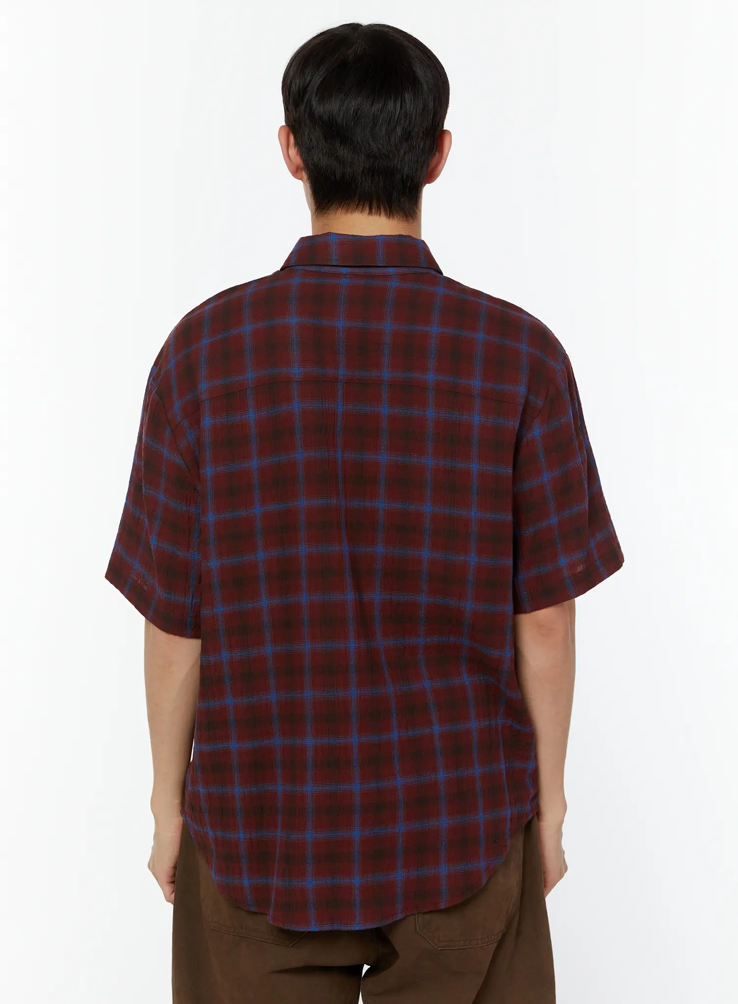 Men's Rolled Sleeve Plaid Shirt IU515 - Image 5