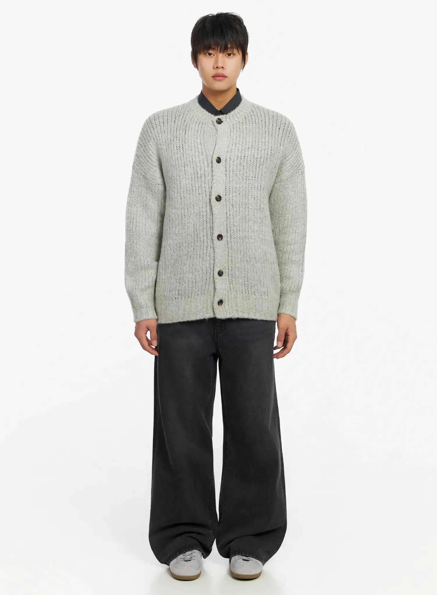 Men's Round Neck Button-Up Cardigan IF503 - Image 3