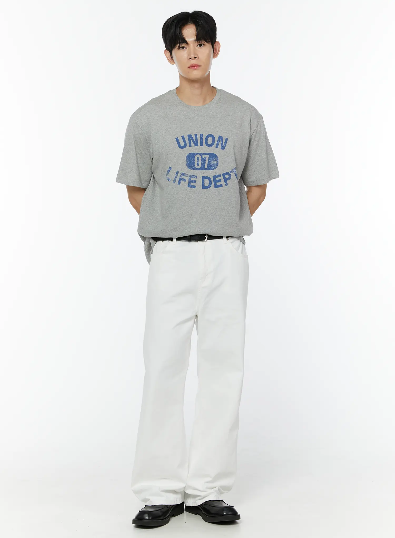 Men's Semi Wide Pants (White) IU504 - Image 3