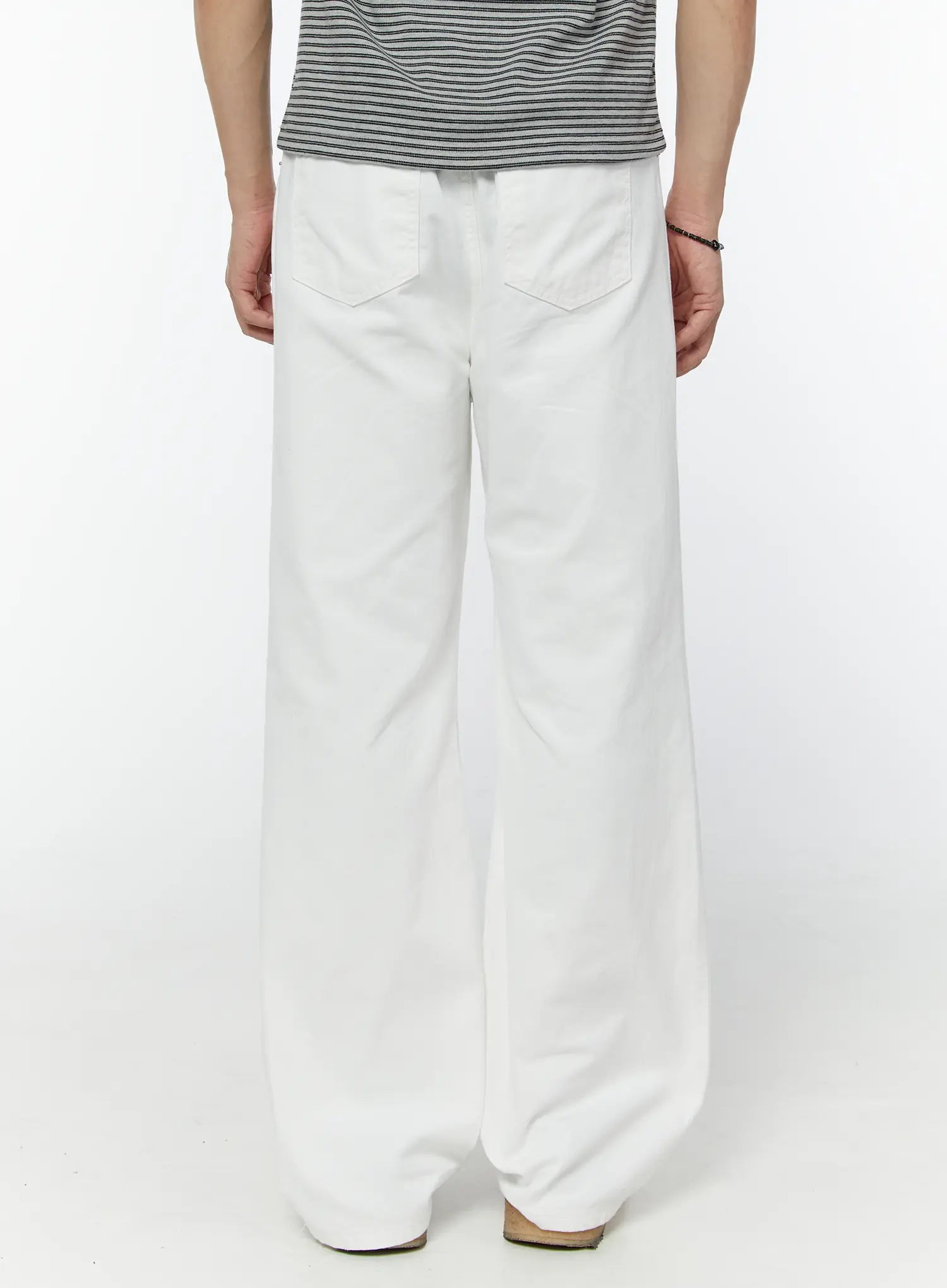 Men's Semi Wide Pants (White) IU504 - Image 7