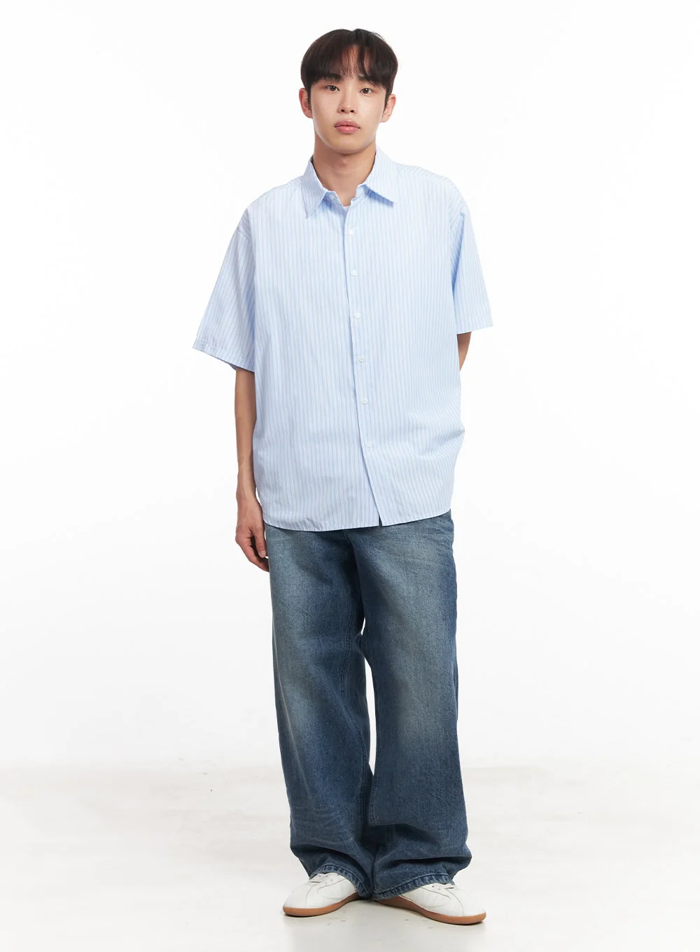 Men's Short Sleeve Buttoned Striped Shirt IA521 - Image 10