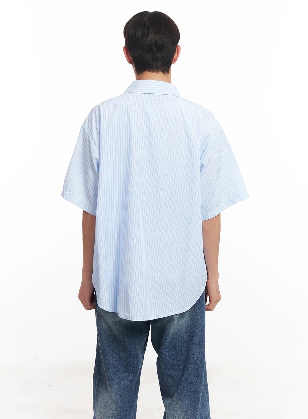Men's Short Sleeve Buttoned Striped Shirt IA521 - Image 6