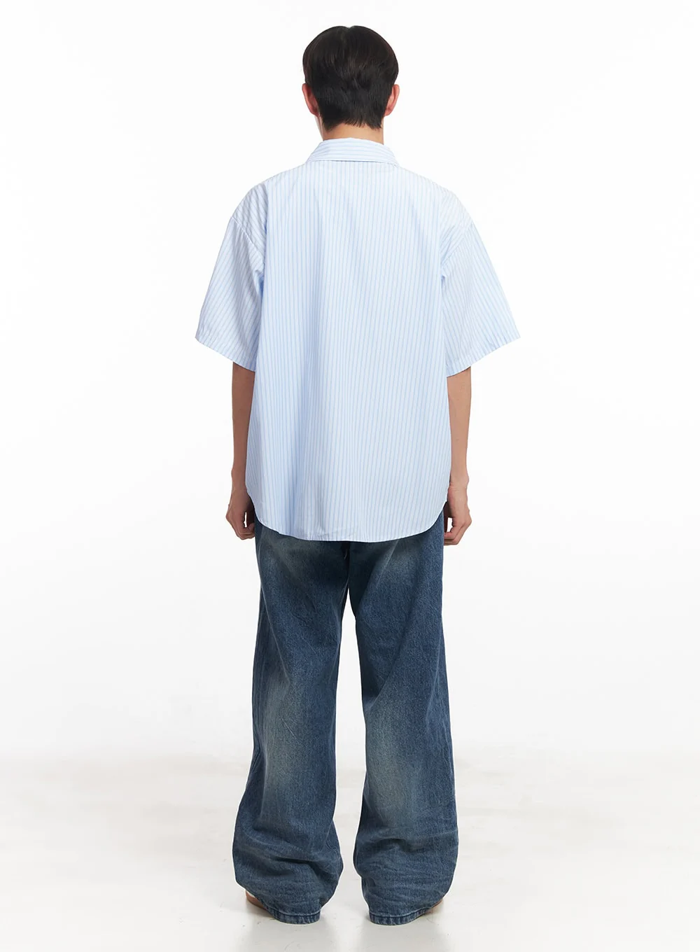 Men's Short Sleeve Buttoned Striped Shirt IA521 - Image 9