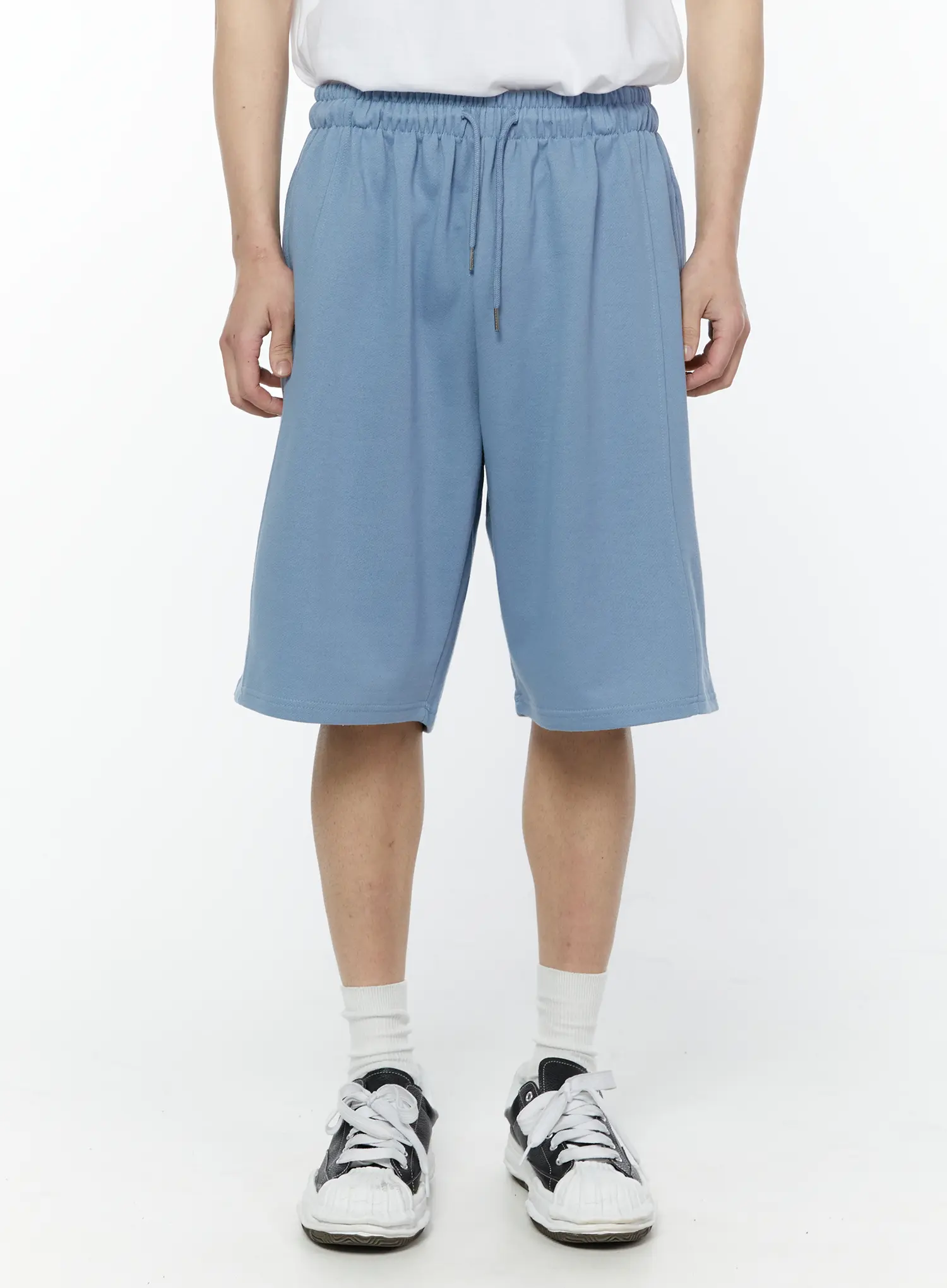 Men's Side Slit Bermuda Sweat Shorts (Light Blue) IY504 - Image 2