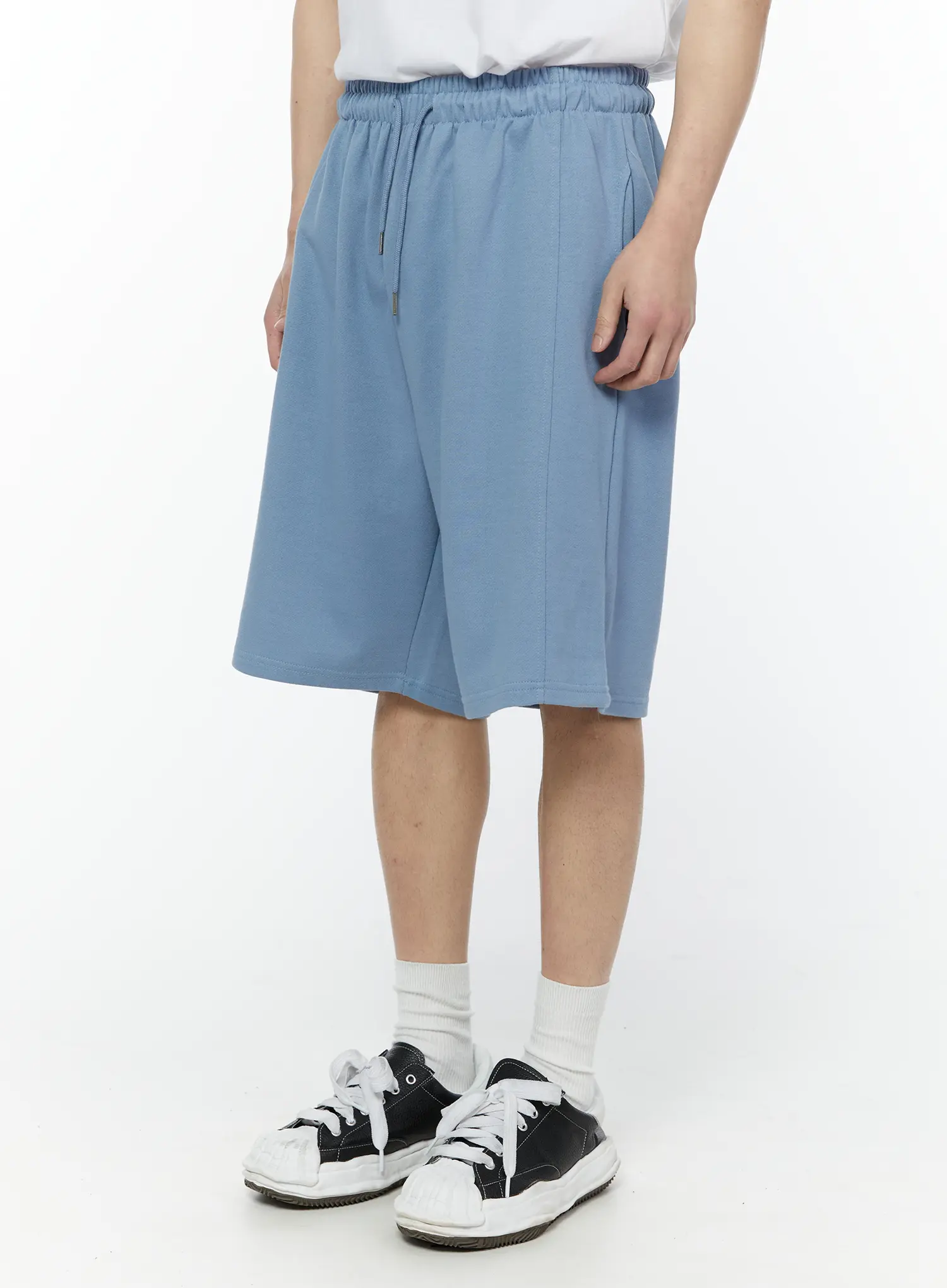Men's Side Slit Bermuda Sweat Shorts (Light Blue) IY504 - Image 3