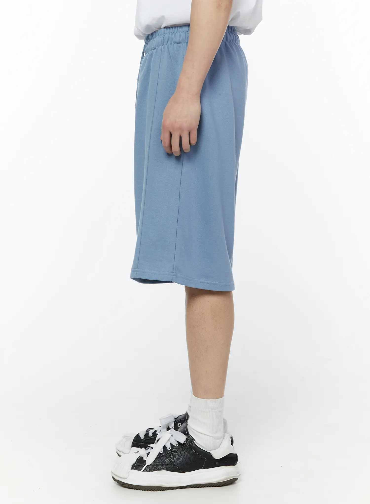 Men's Side Slit Bermuda Sweat Shorts (Light Blue) IY504 - Image 4