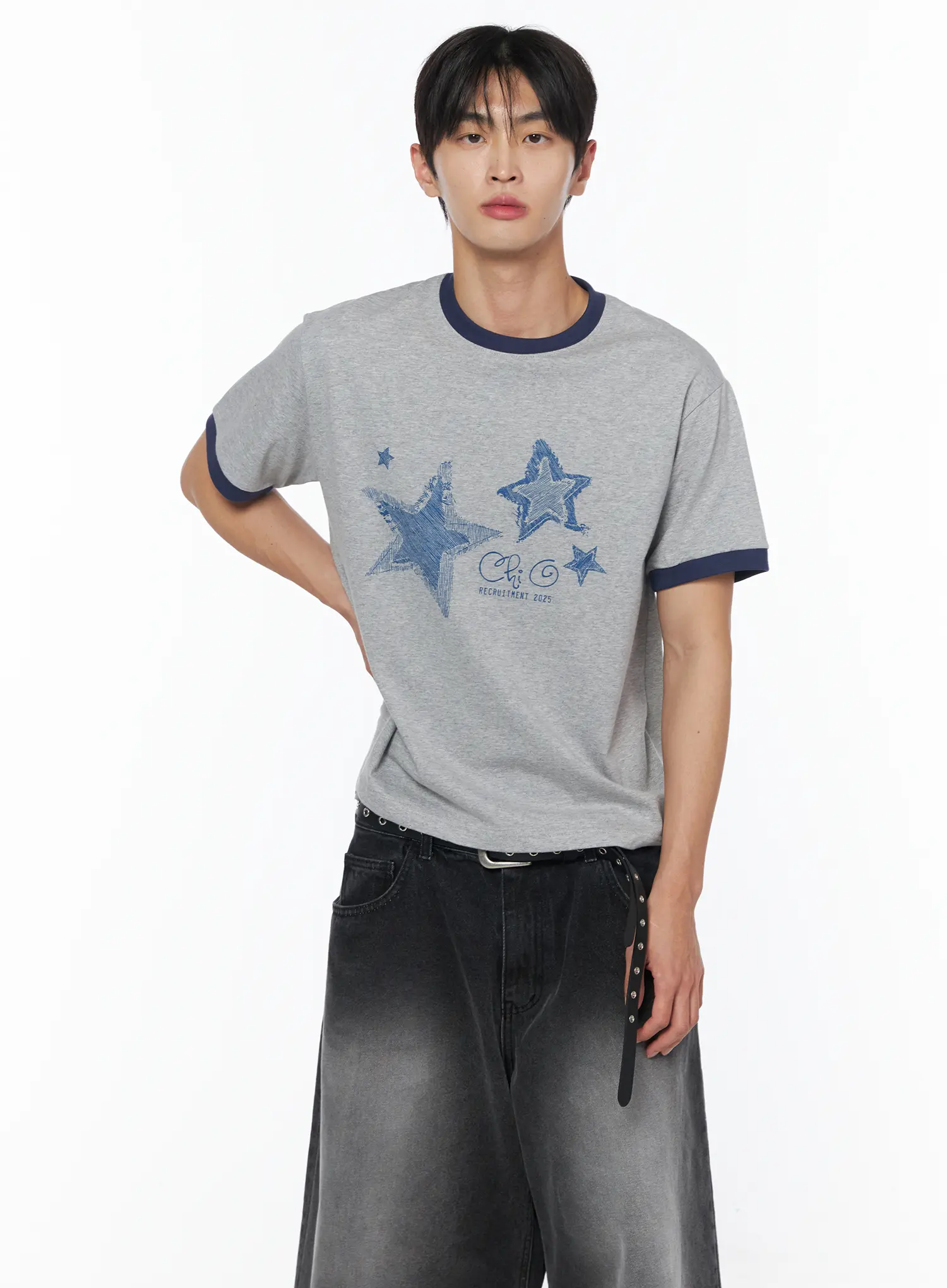 Men's Star Graphic Ringer Tee IU510 - Image 2
