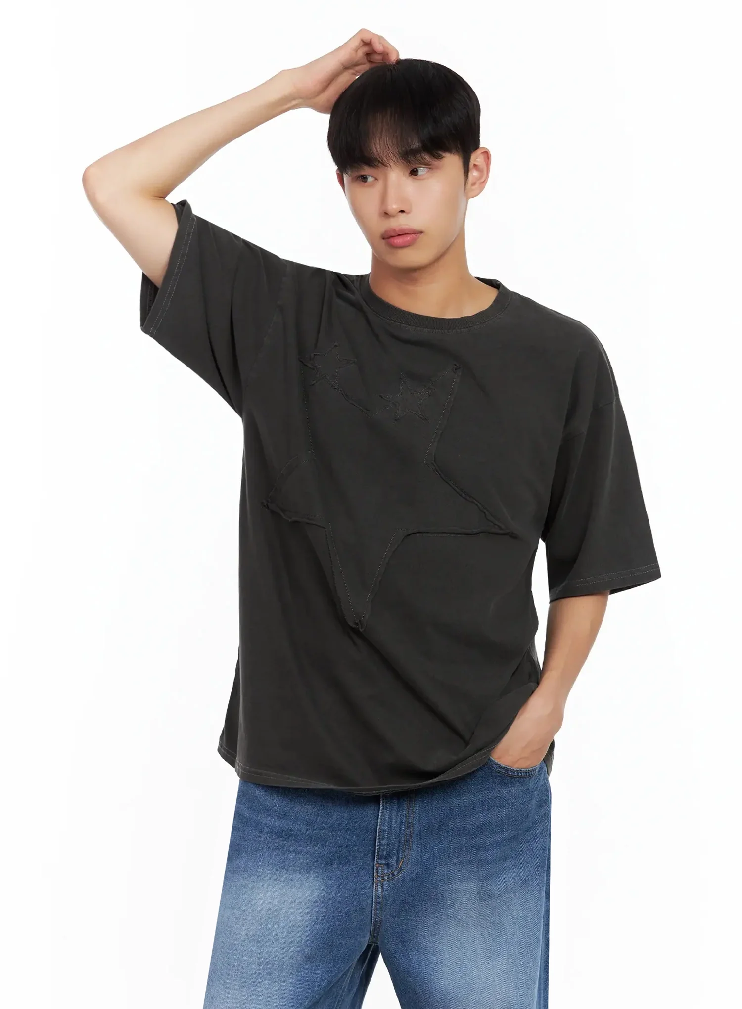 Men's Star Patch T-Shirt IL516 - Image 8