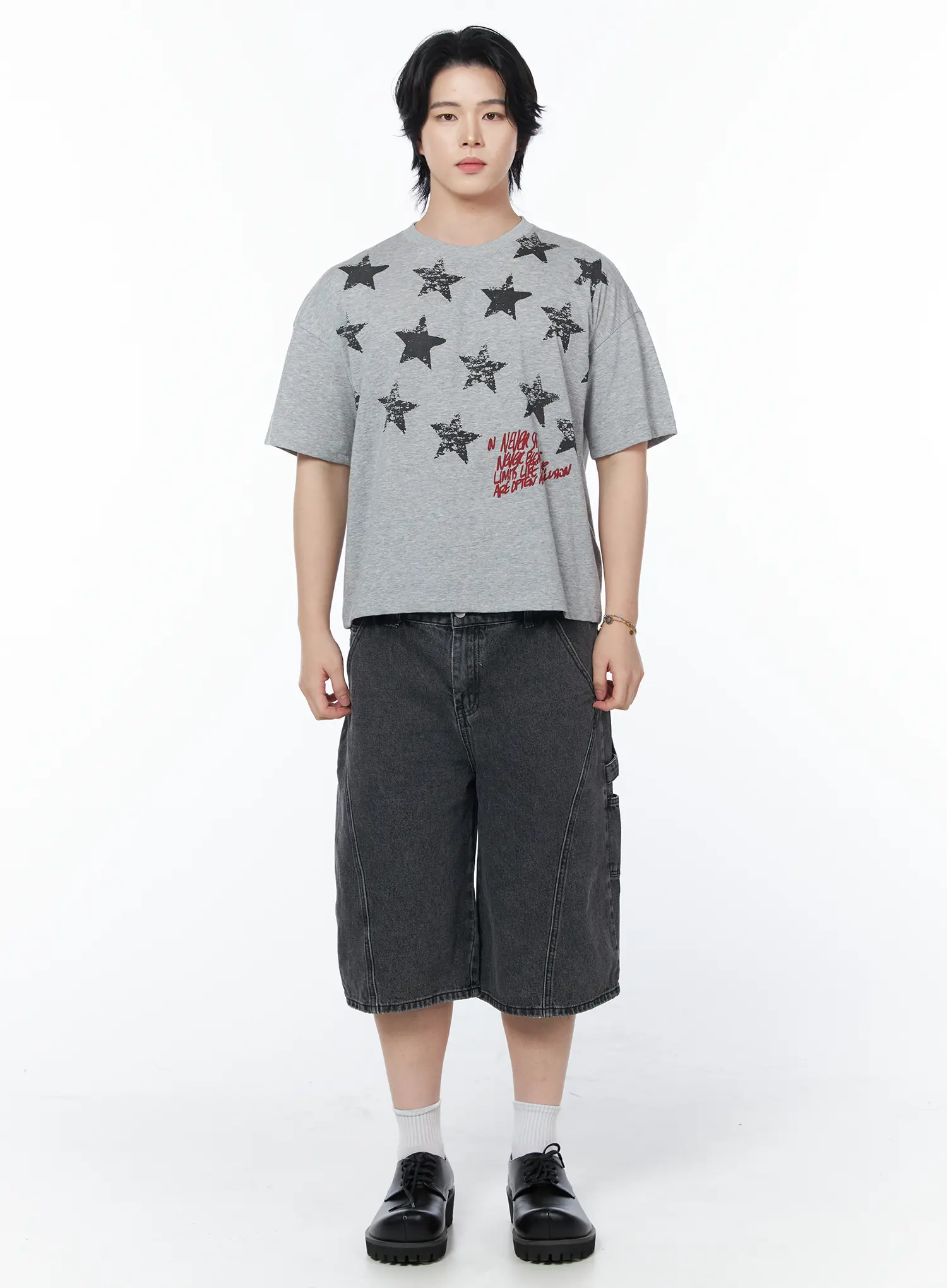 Men's Star Print Graphic T-Shirt IY525 - Image 3
