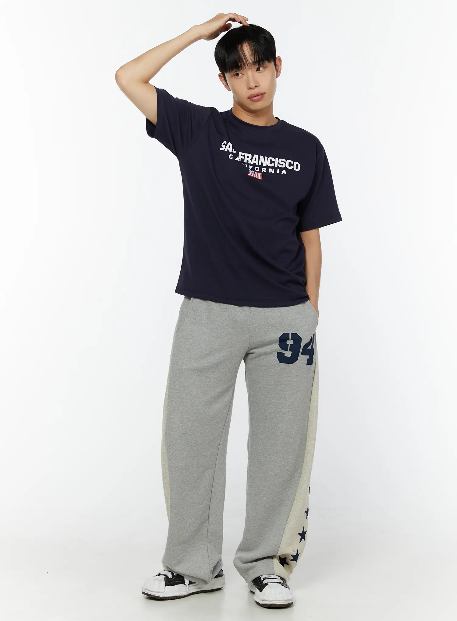Men's Star String Sweatpants (Gray) IU518 - Image 3