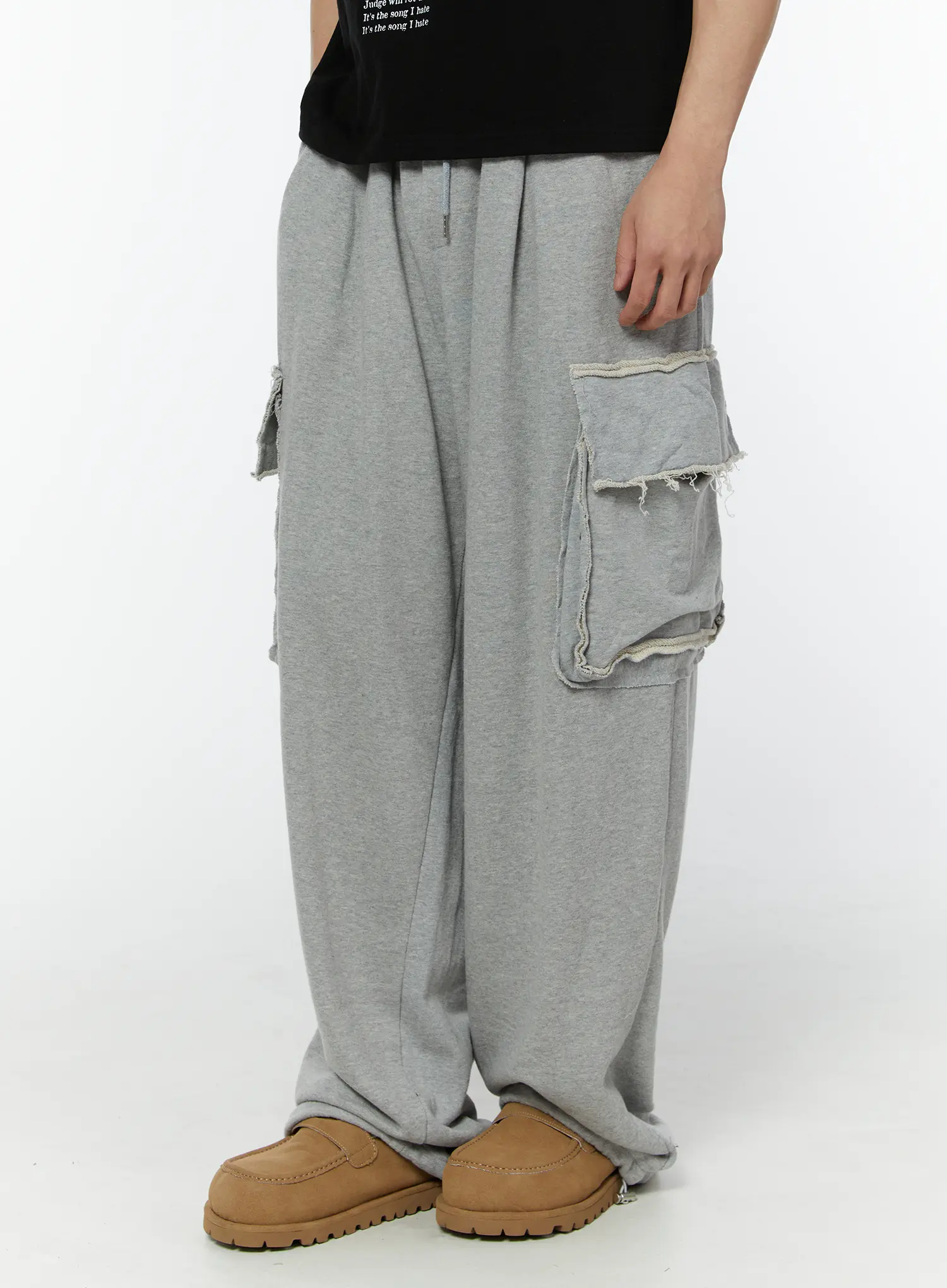 Men's String Baggy Sweatpants (Gray) IU508 - Image 3
