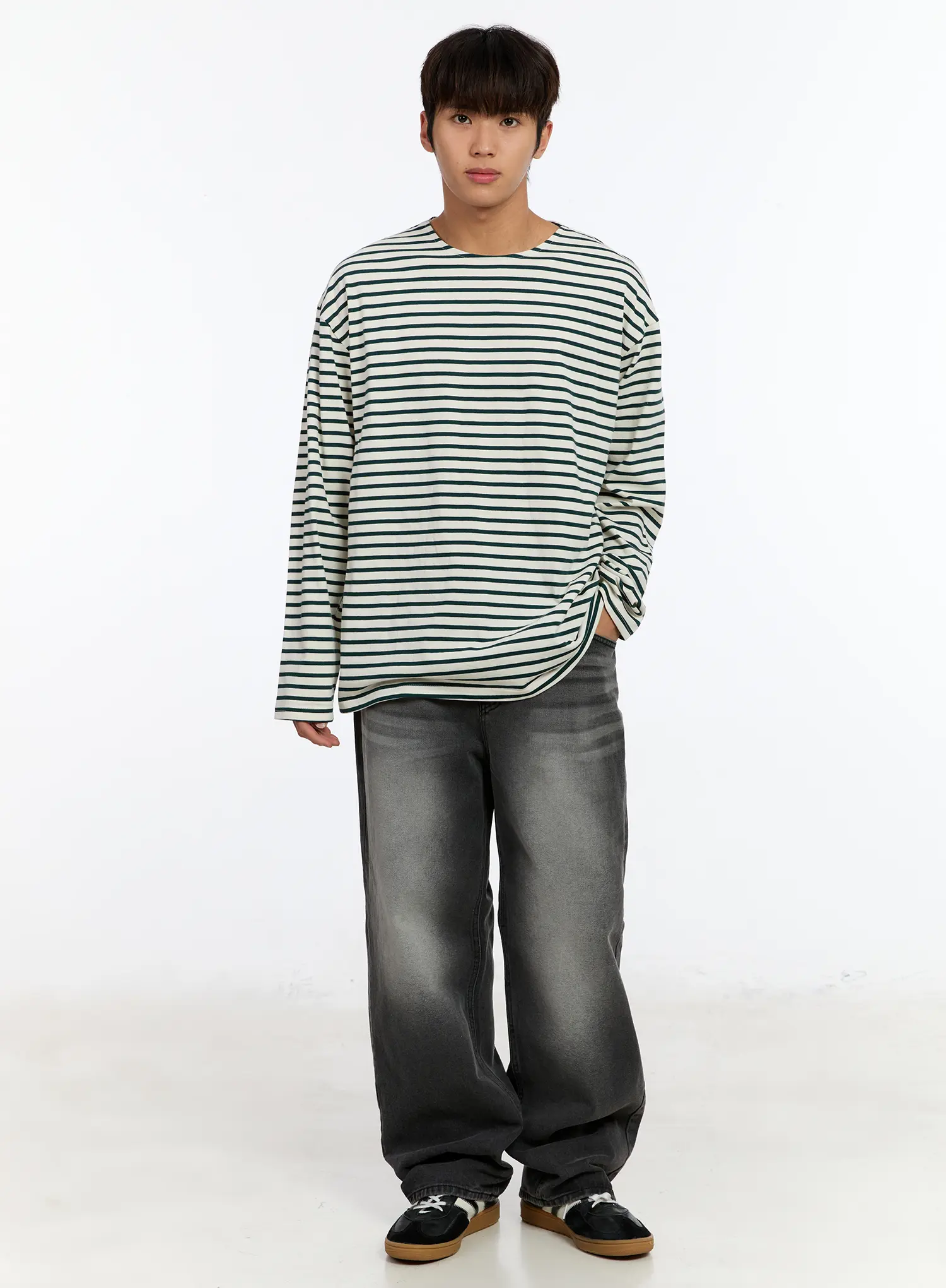 Men's Striped Boat Neck Long Sleeve Tee IM530 - Image 10