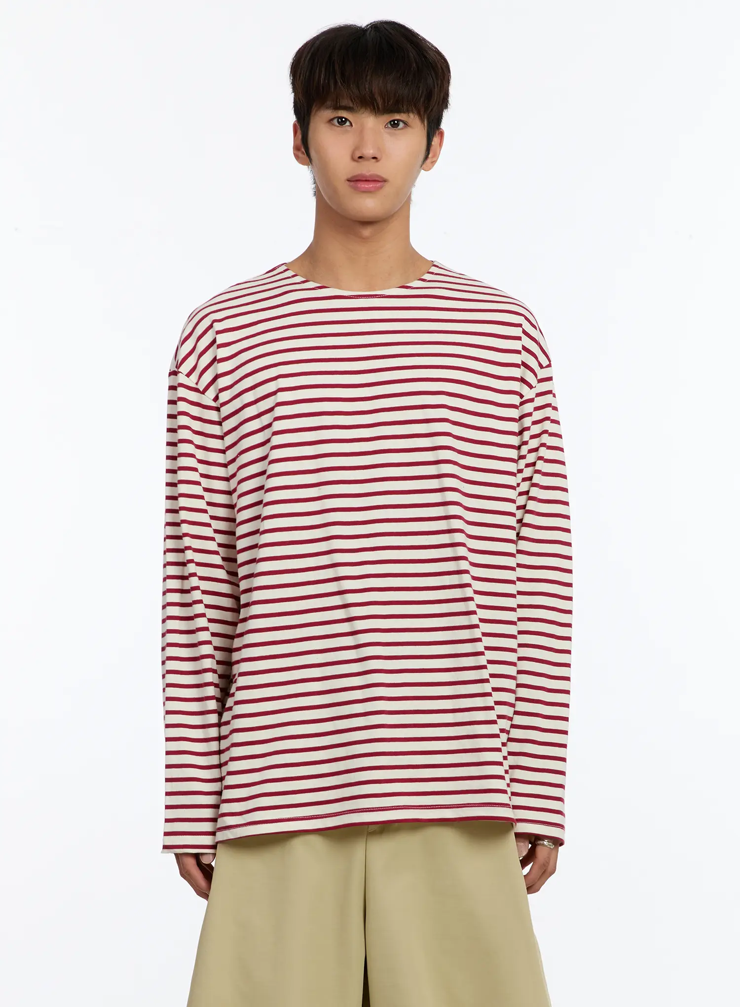 Men's Striped Boat Neck Long Sleeve Tee IM530 - Image 11