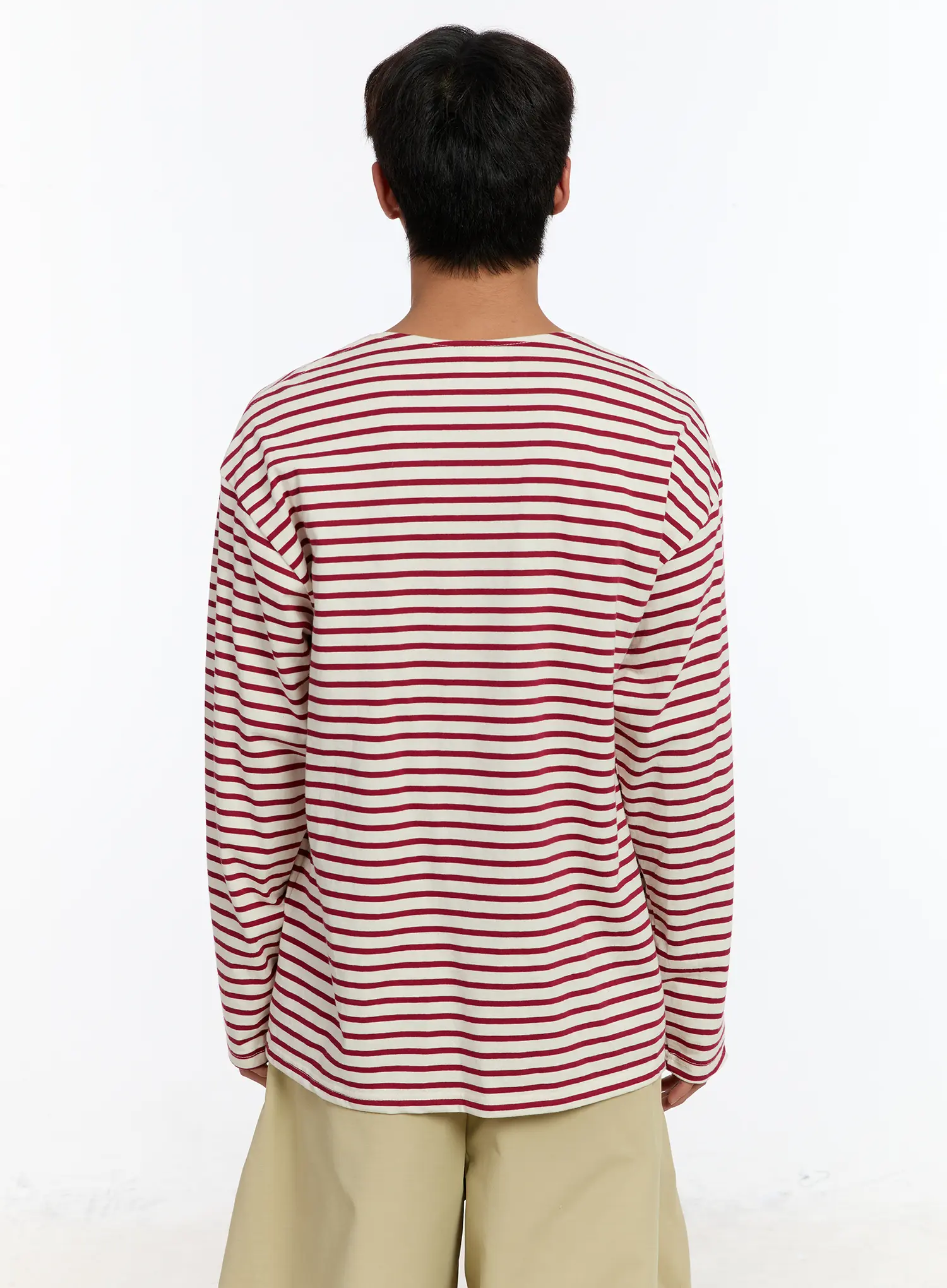 Men's Striped Boat Neck Long Sleeve Tee IM530 - Image 5