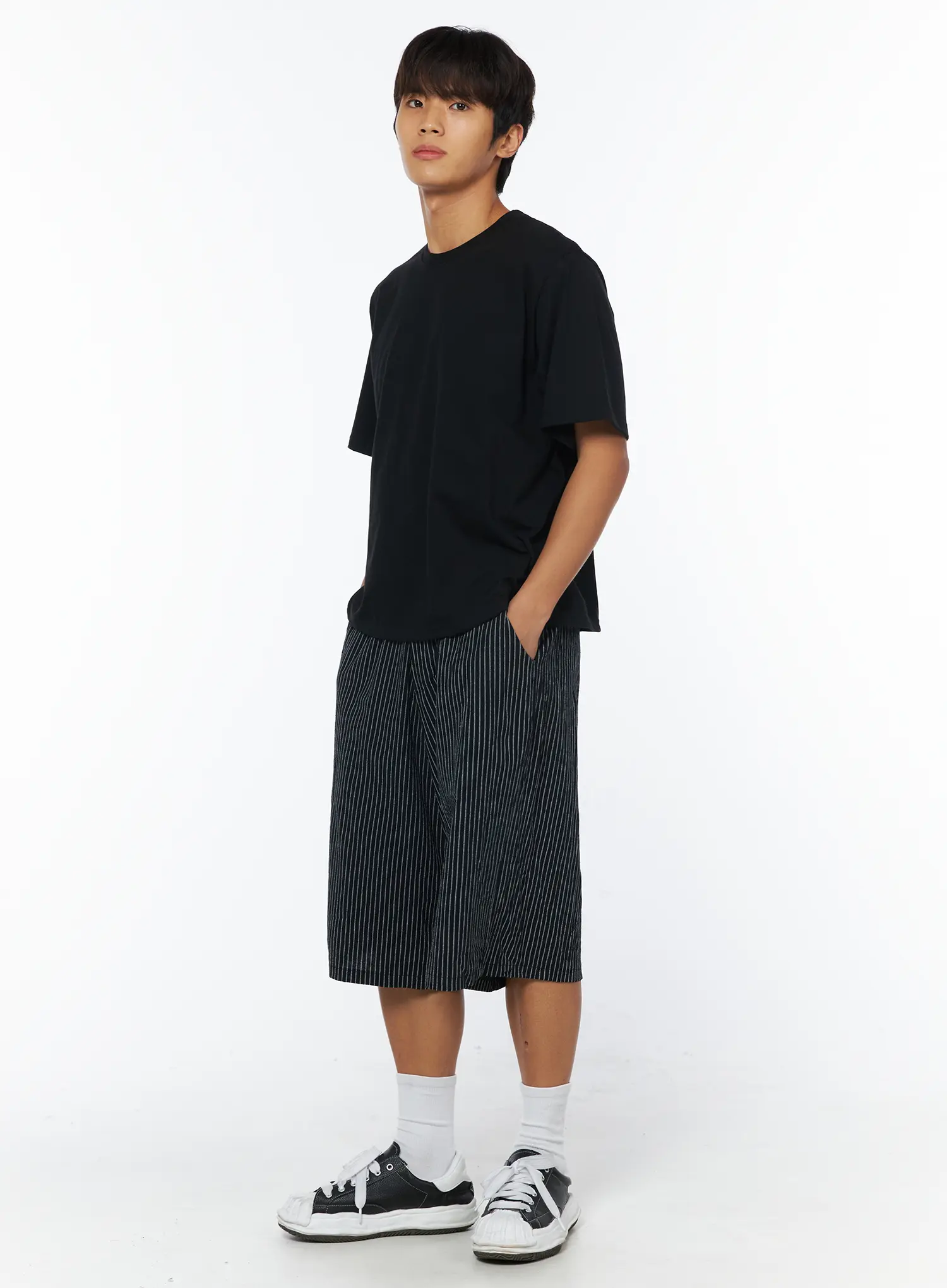 Men's Striped Linen Bermuda Shorts IU503 - Image 7