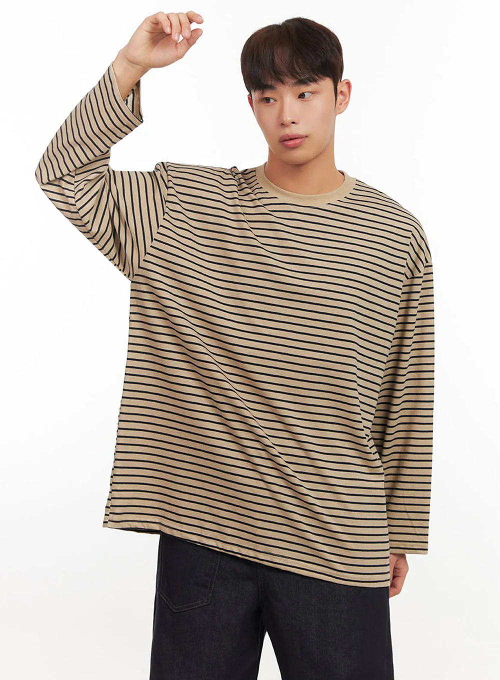 Men's Striped Oversized T-Shirt IF517 - Image 4