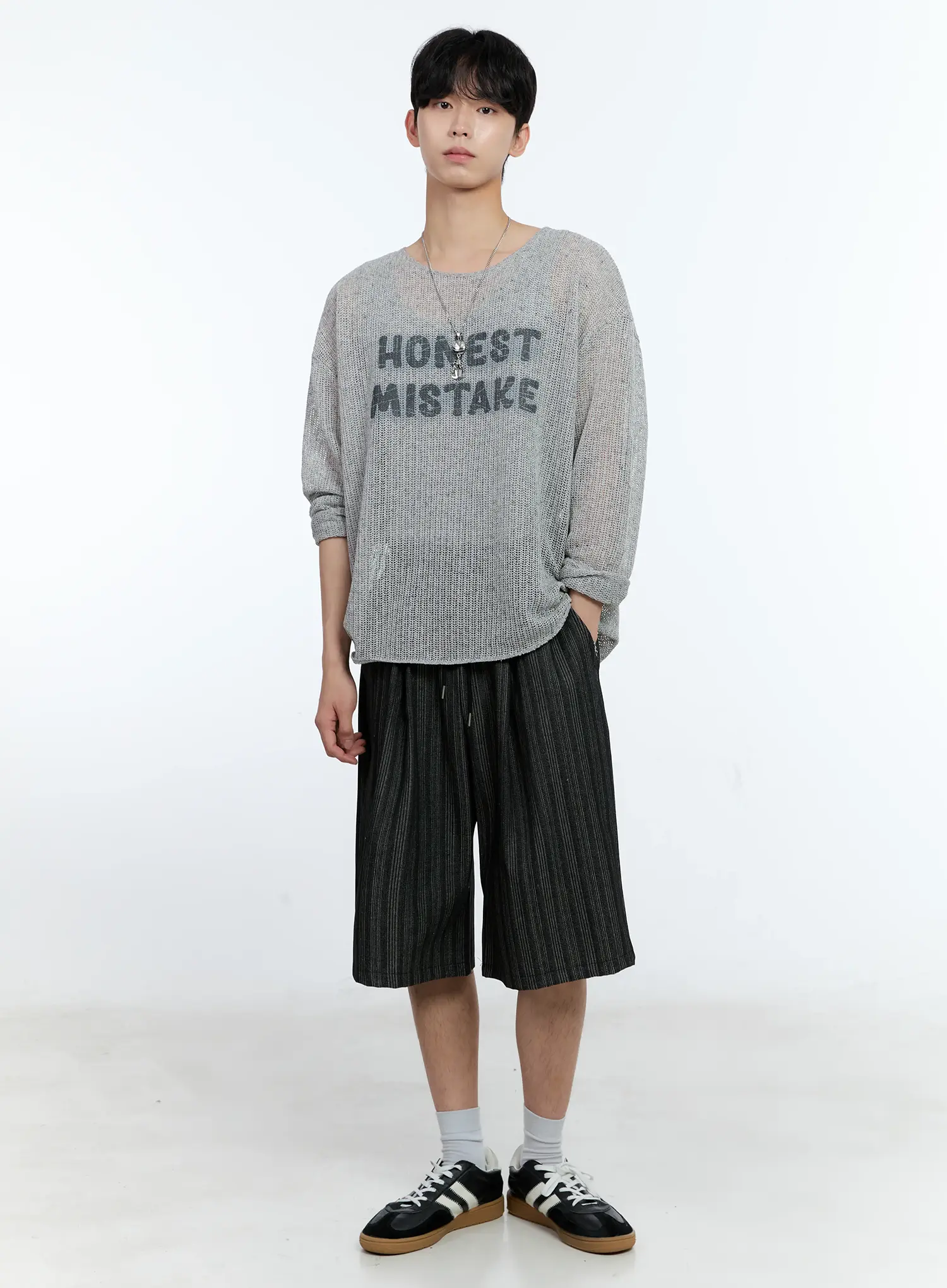 Men's Striped Pintuck Shorts IL529 - Image 2